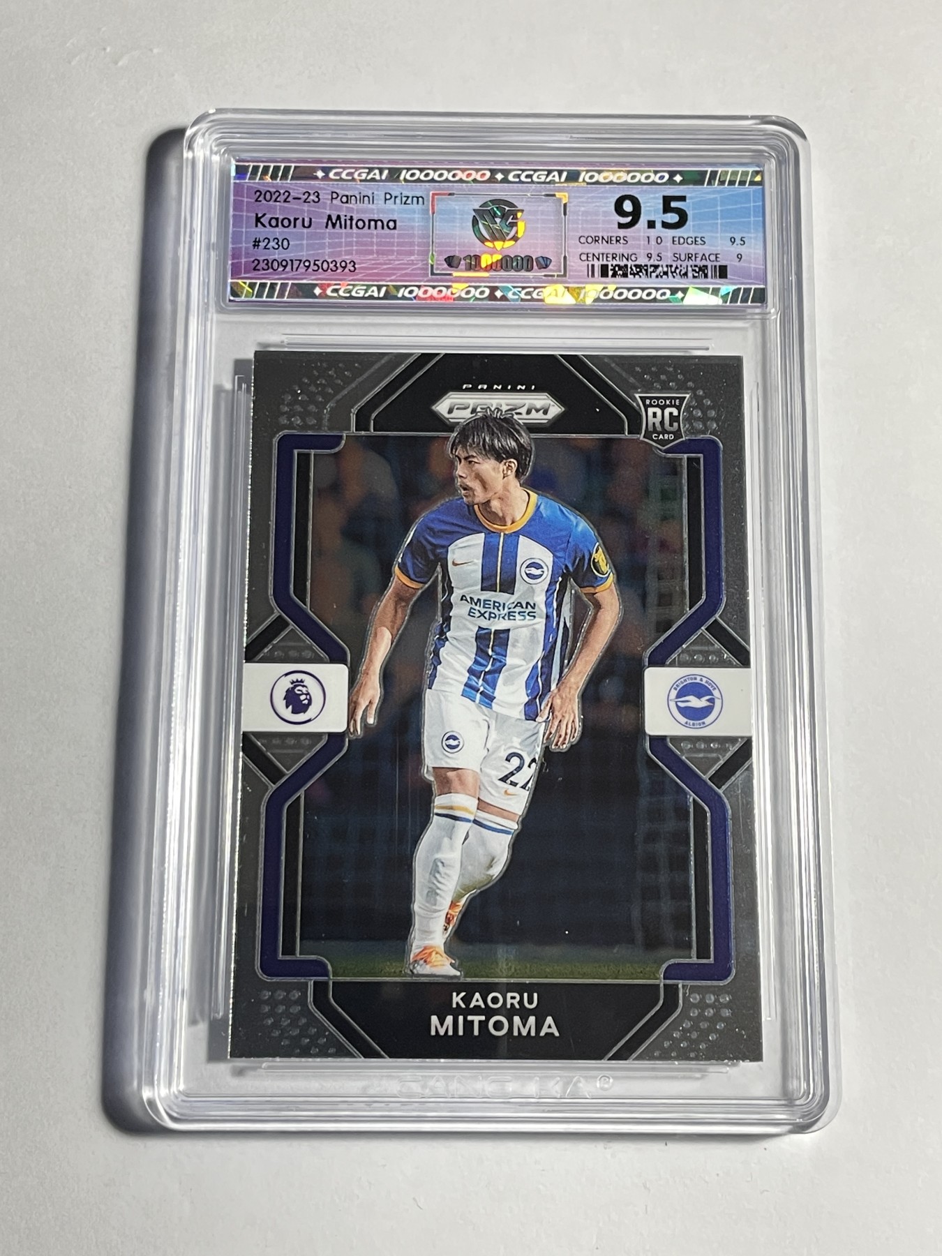 【德藏】卡牌拍卖第11期 ~【无每件最低收费！！！】 2022-23年 PANINI PRIZM 英超 布莱顿俱乐部 三笘薫 新秀 CCG 9.5