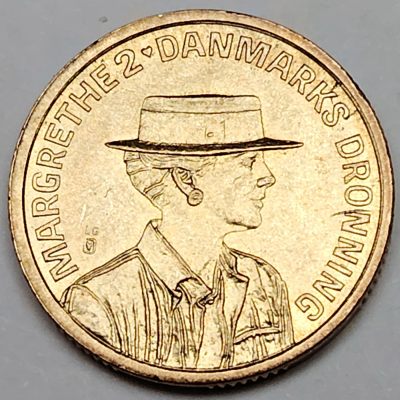 布加迪🐬～世界钱币🌾第 92 期 /  丹麦泰国等各国币 - 丹麦🇩🇰 1990年 20克朗 玛格丽特女王诞辰50周年