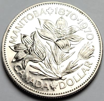 布加迪🐬～世界钱币🌾第 103 期 /  各国散币 - 加拿大🇨🇦 1970年 1元 曼尼托巴省百年纪念币 32mm