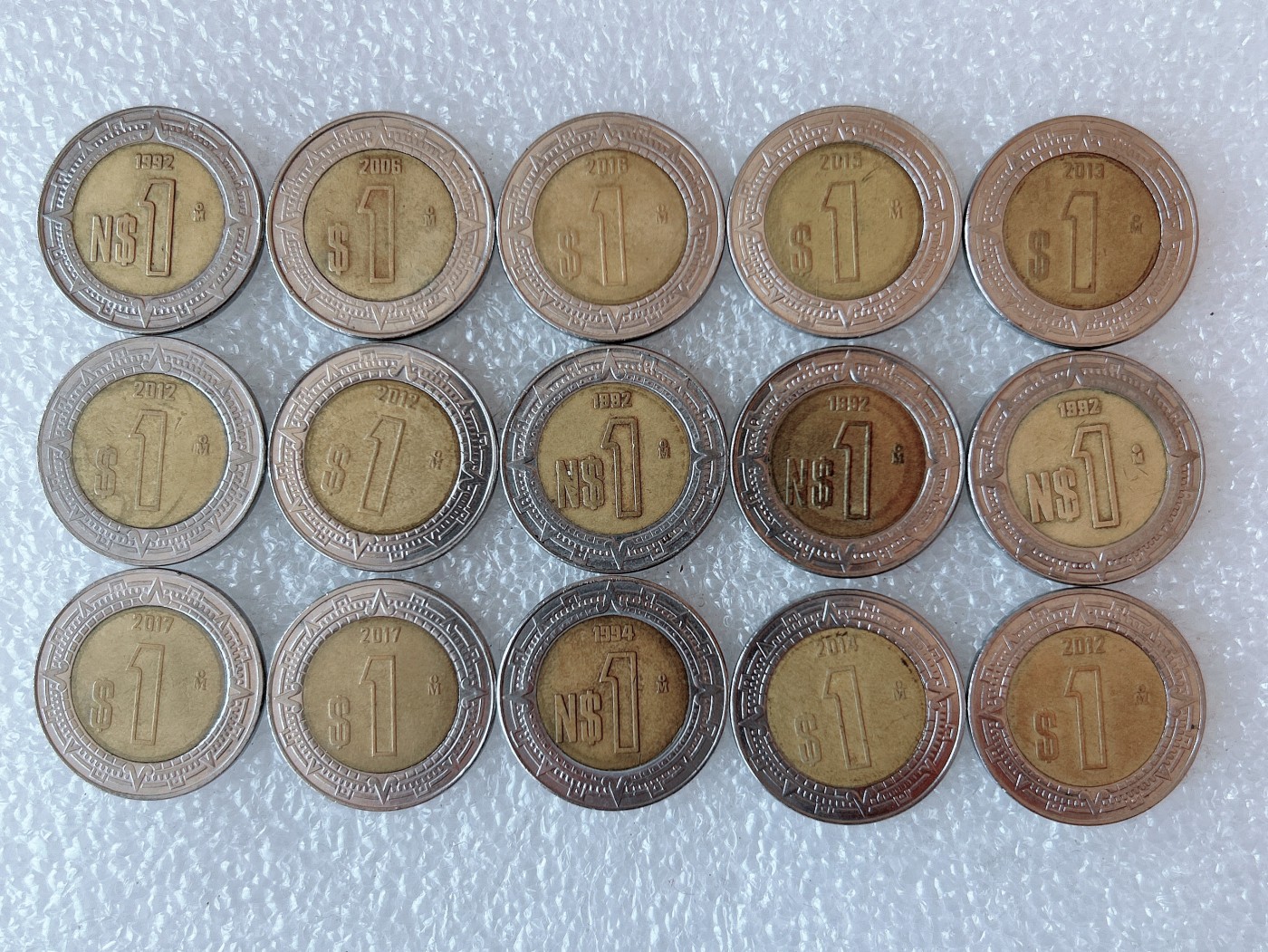 第一海外回流一元起拍收藏 散币专场 第73期 墨西哥1比索玛雅鹰蛇 双金属币 15枚