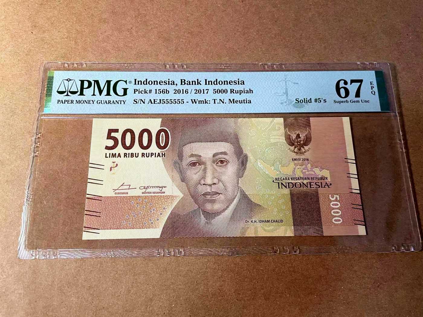 【Blue Auction】✨世界纸币精拍第449期【精】 【全同5】印尼 2016年5000卢比 PMG67EPQ 