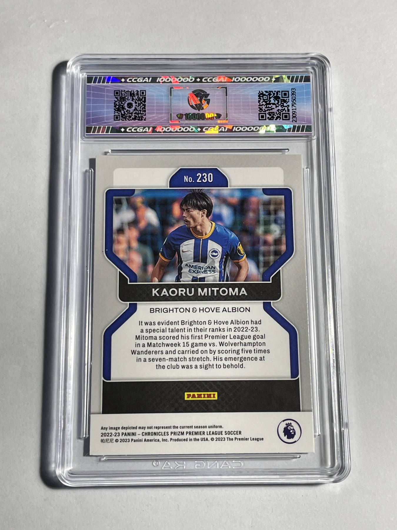【德藏】卡牌拍卖第11期 ~【无每件最低收费！！！】 2022-23年 PANINI PRIZM 英超 布莱顿俱乐部 三笘薫 新秀 CCG 9.5