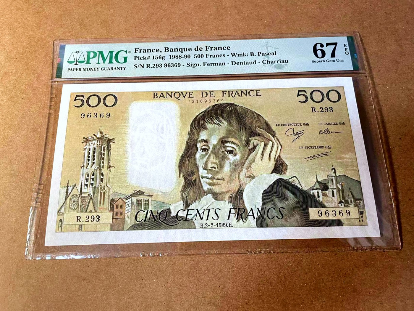 【Blue Auction】✨世界纸币精拍第449期【精】 【雷达号无47】法国 1989年500法郎 PMG67EPQ 高分 