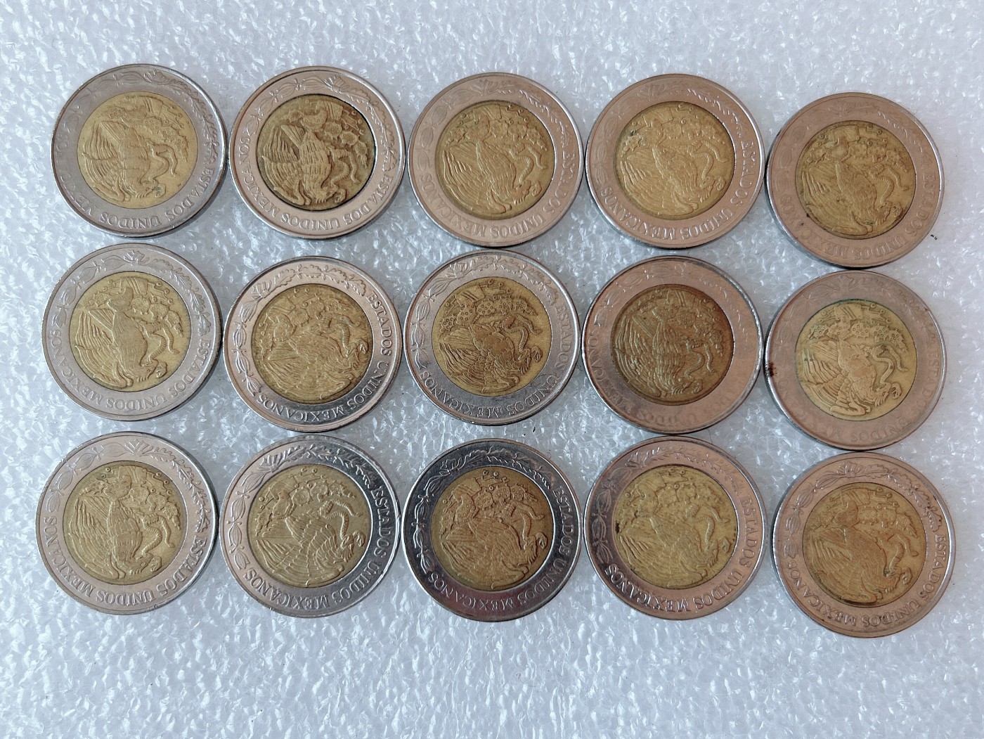 第一海外回流一元起拍收藏 散币专场 第73期 墨西哥1比索玛雅鹰蛇 双金属币 15枚