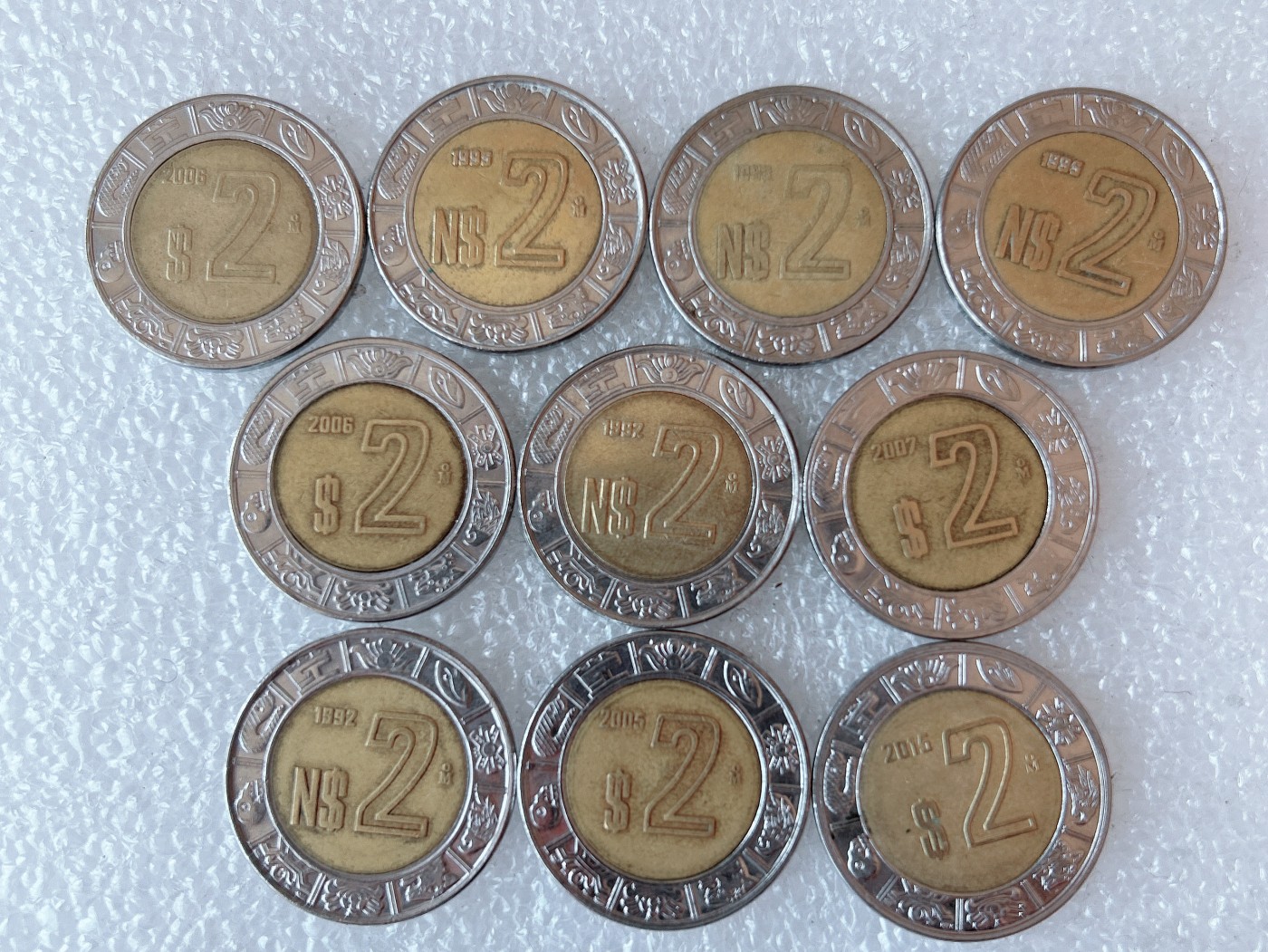 第一海外回流一元起拍收藏 散币专场 第73期 墨西哥2比索玛雅鹰蛇 双金属币 10枚