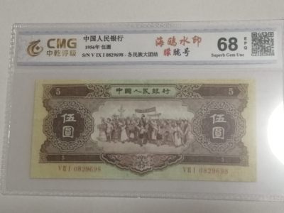 各种退市老版人民币 - 黄五元（海鸥水印）朦胧号，Ⅴ  Ⅸ  Ⅰ  0829698。