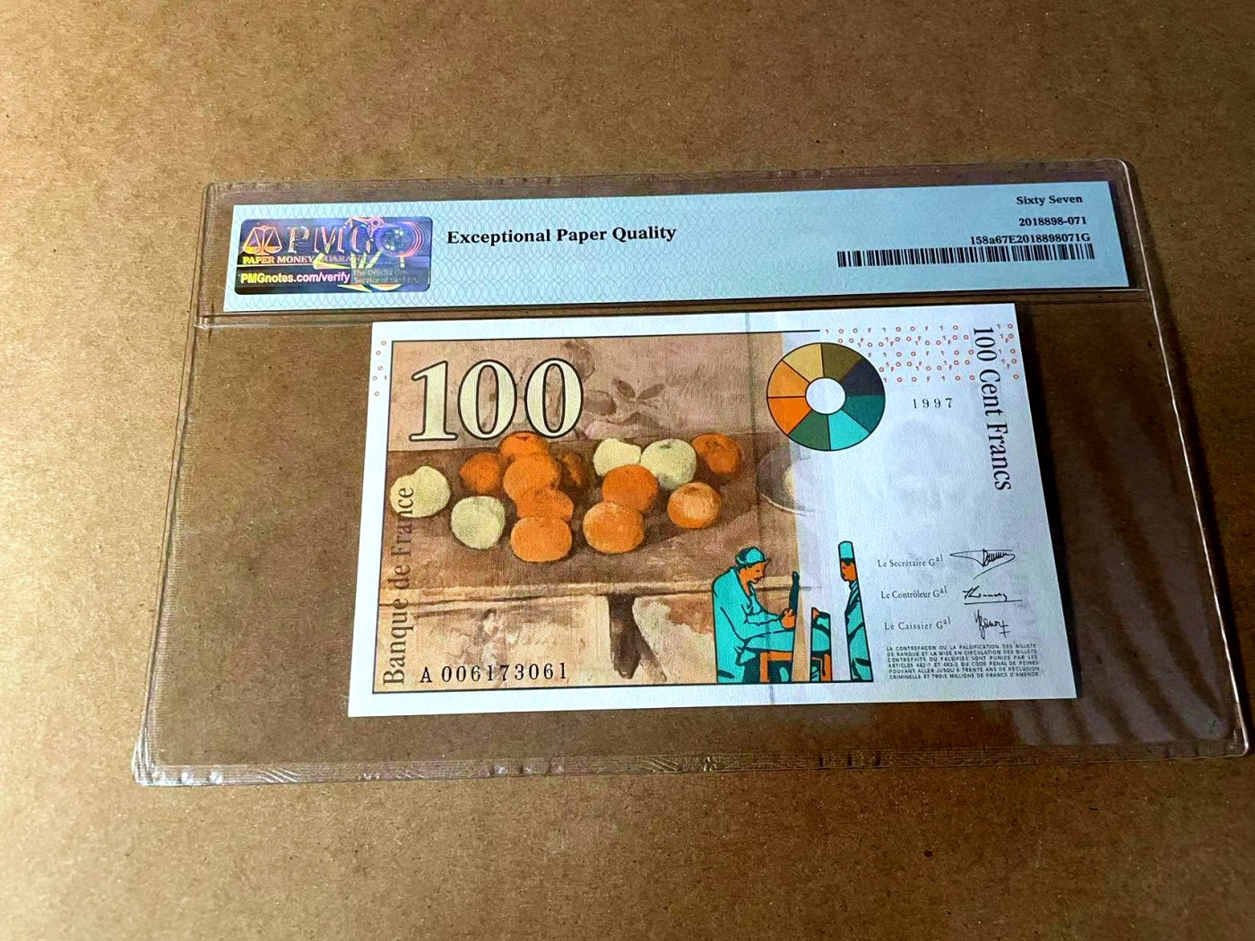 【Blue Auction】✨世界纸币精拍第449期【精】 法国 1997年100法郎 PMG67EPQ 高分 