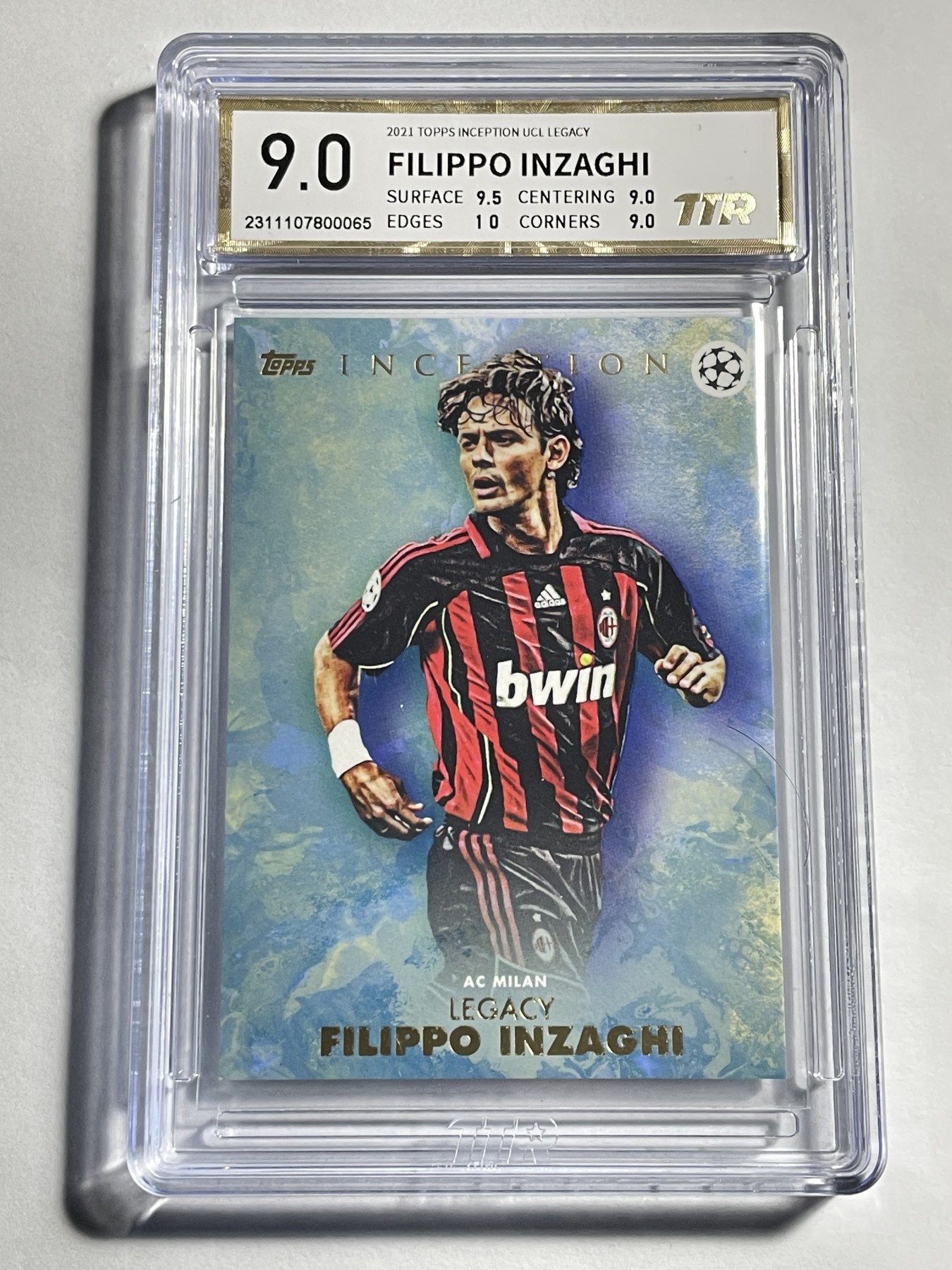 【德藏】卡牌拍卖第11期 ~【无每件最低收费！！！】 2021年 TOPPS INCEPTION 欧冠 AC米兰俱乐部 菲利波·因扎吉 TTR 9 厚卡加厚壳封装