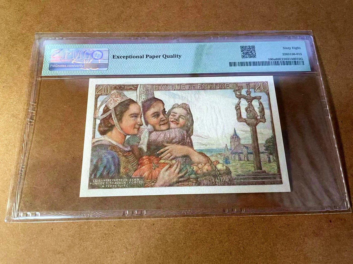 【Blue Auction】✨世界纸币精拍第449期【精】 【冠军分 无47】法国 1944年20法郎 PMG68EPQ 超高分 