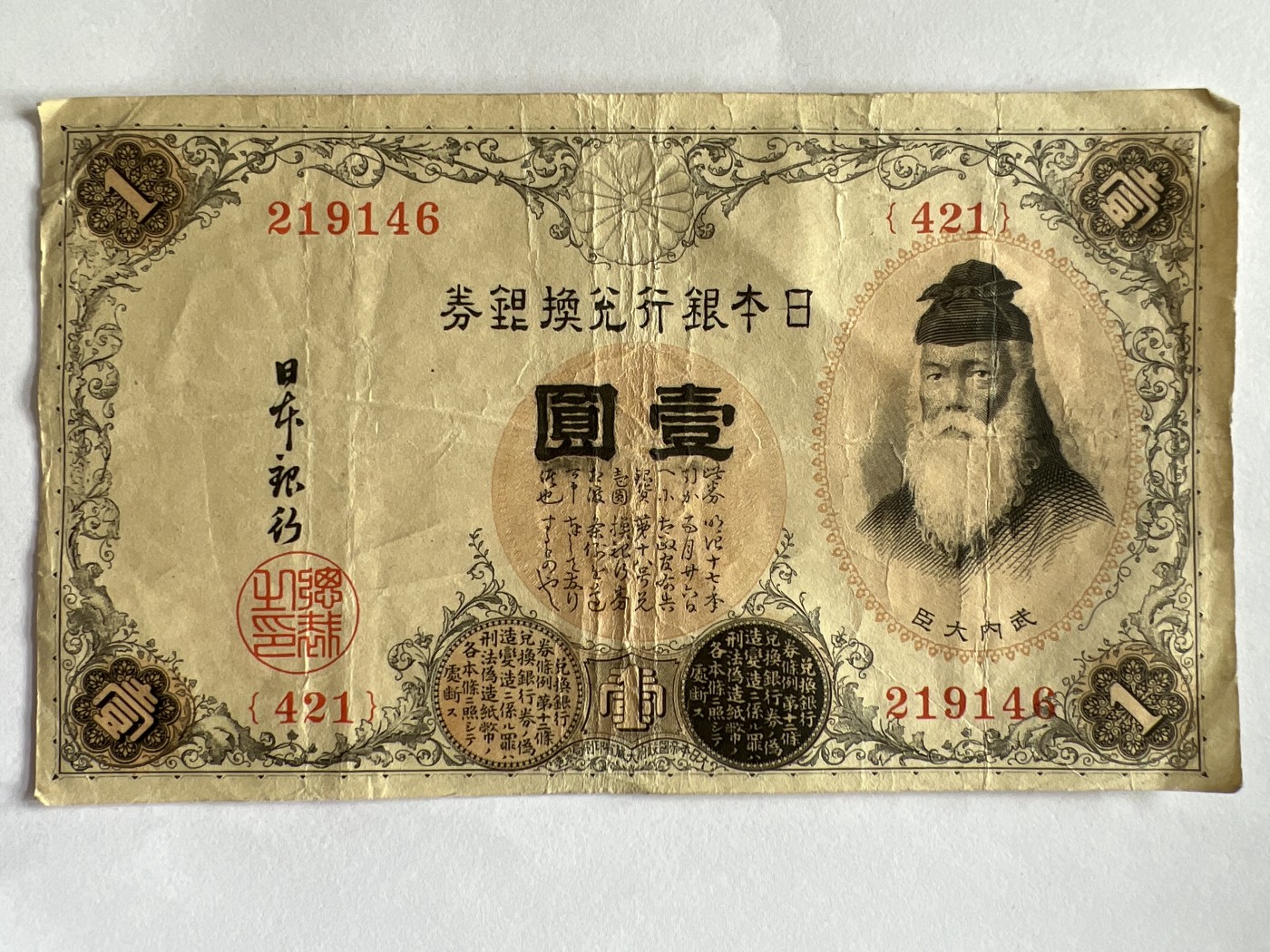 第577期 纸币专场 （无押金，捡漏，全场50包邮，偏远地区除外，接收代拍业务） 日本银行兑换券壹元