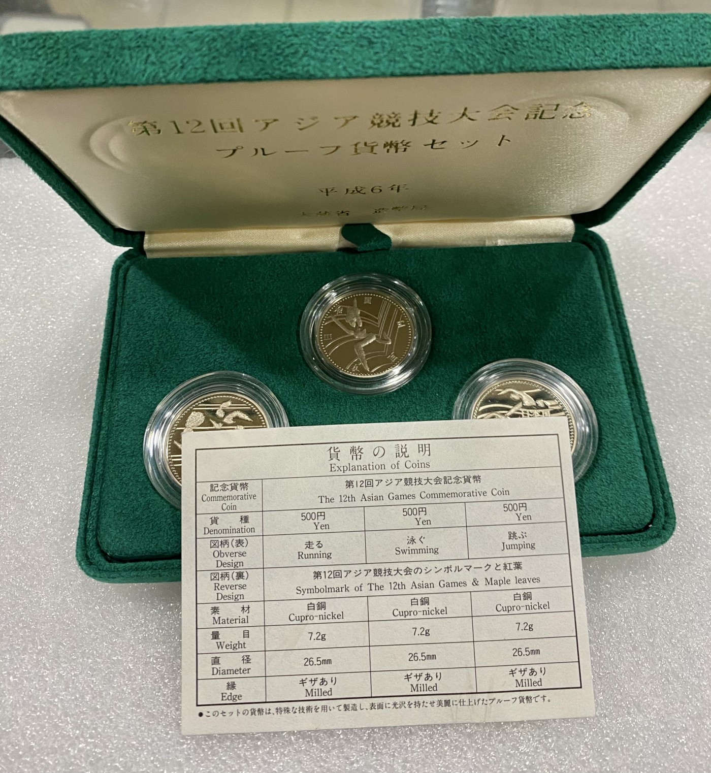 小白鼠 1 日本1994年亚运会500元纪念币3枚一套 面值1500元