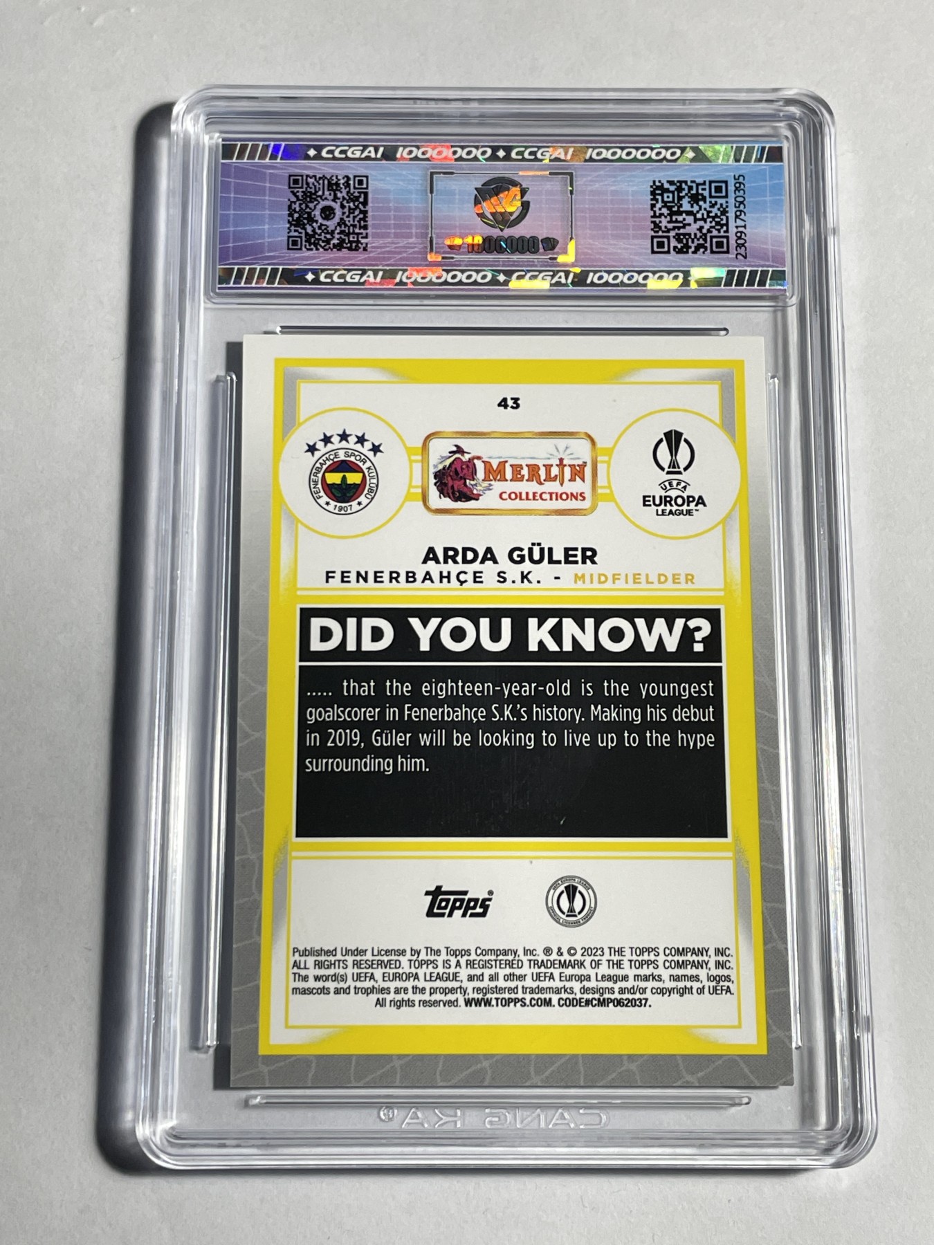 【德藏】卡牌拍卖第11期 ~【无每件最低收费！！！】 2023年 TOPPS MERLIN CHROME 欧协联 费内巴切 阿尔达·居莱尔 CCG 9