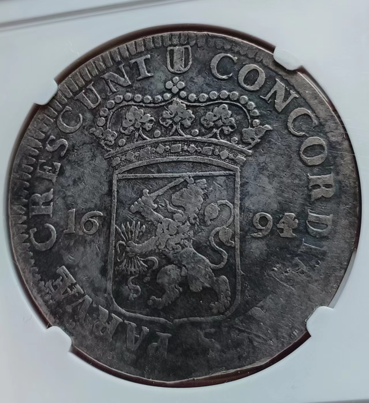 瓶子🏺第133期拍卖会  荷兰1694/3骑字  1杜大银币  老包浆老状态