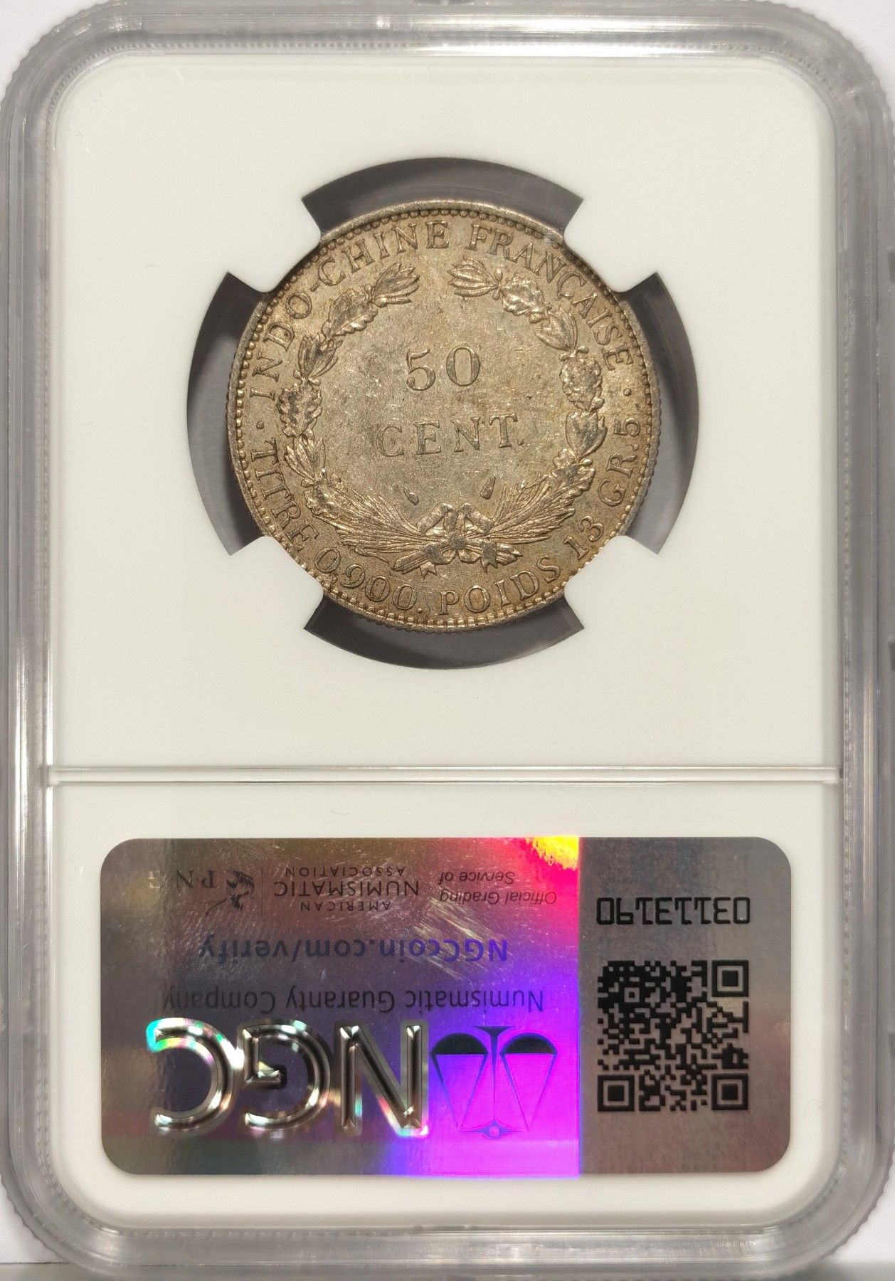 博洋堂世界钱币拍卖第140期（全场包邮） NGC AU55 法属印支坐洋1936年50分半圆银币，原汁原味