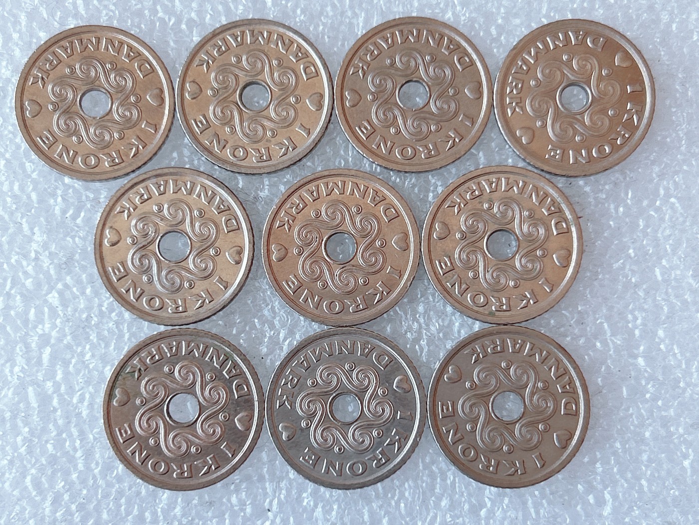 第一海外回流一元起拍收藏 散币专场 第73期 丹麦玛格丽特二世1克朗镍币 10枚