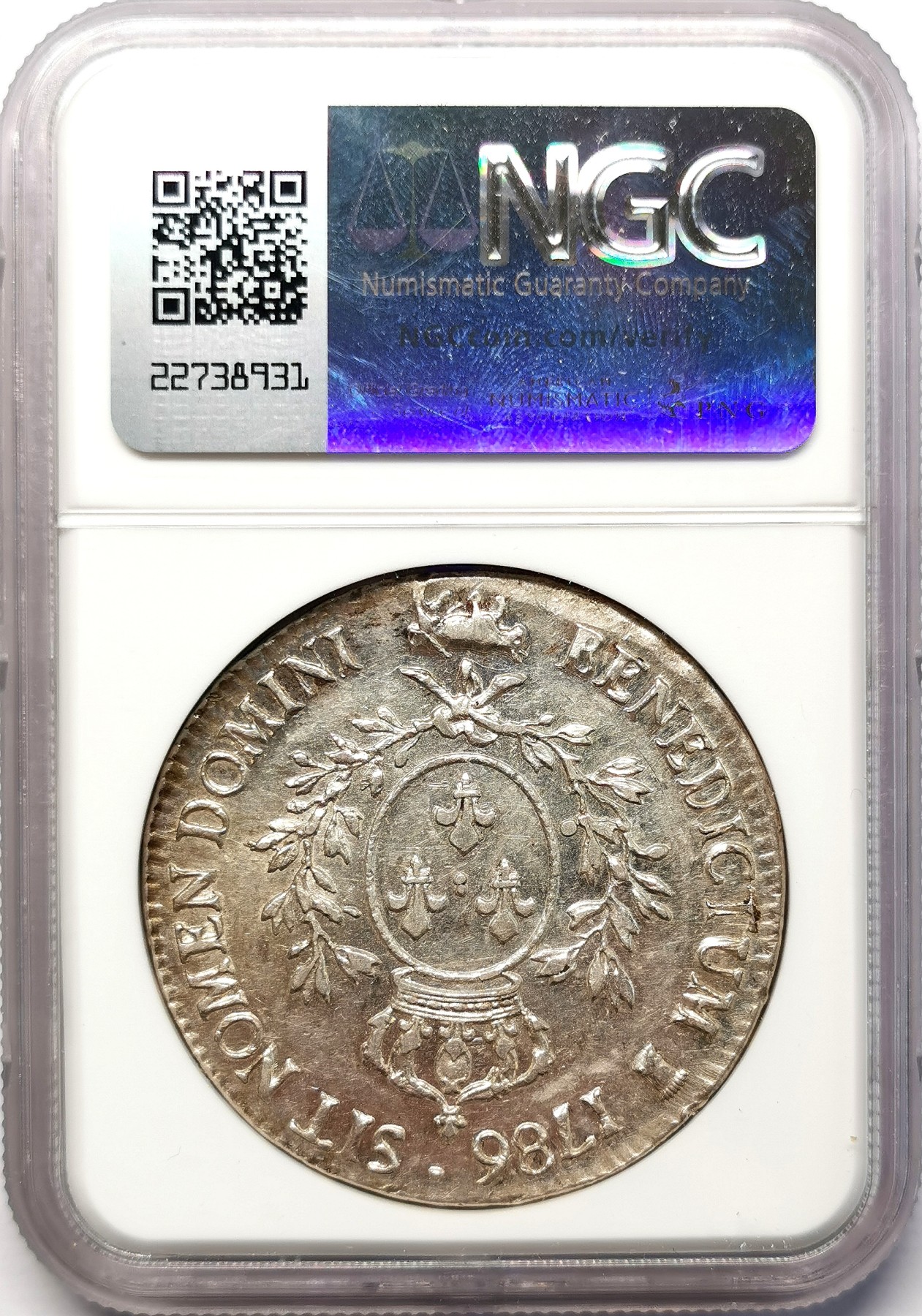 凡希社世界钱币微拍第二百六十四期 1786法国路易十六埃居大银NGC-AU55 两面深打银光品！