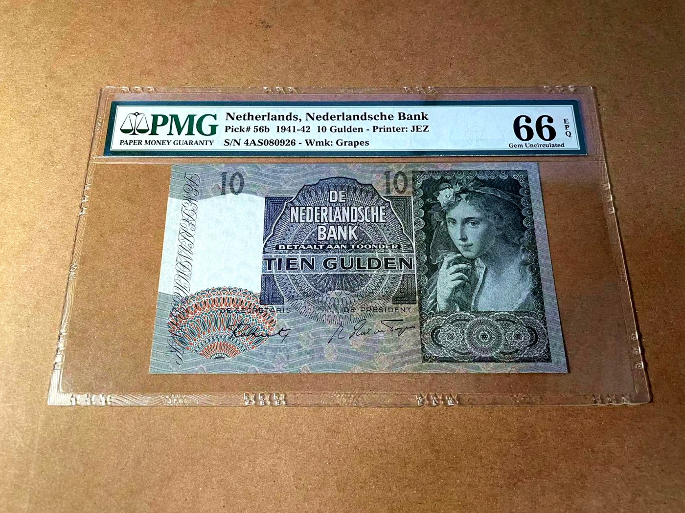 【Blue Auction】✨世界纸币精拍第451期【精】 【无47】荷兰 1941-42年10盾 牧羊女 PMG66EPQ 