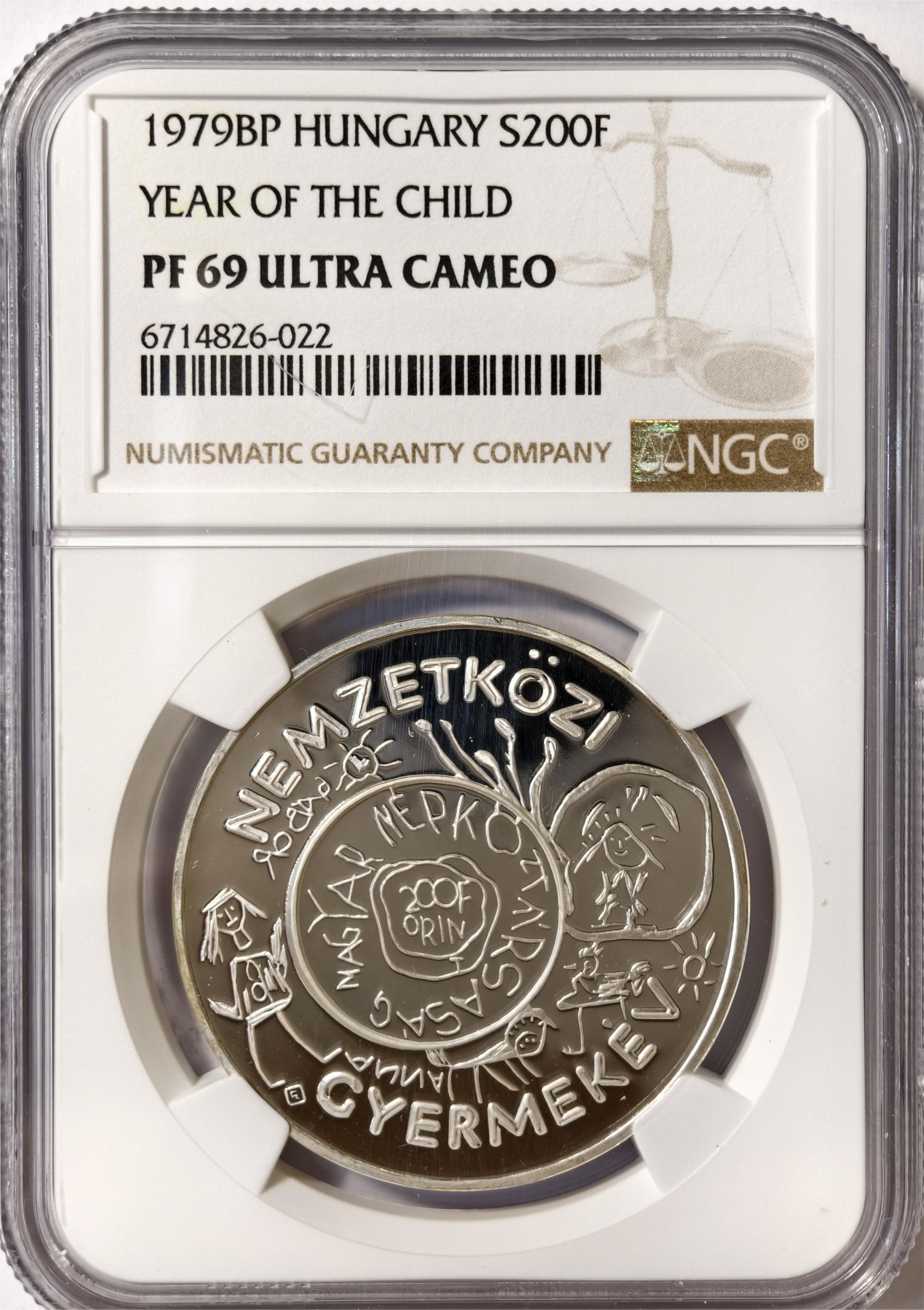 紫瑗钱币——第332期拍卖 匈牙利 1979年 国际儿童年 200福林 银币 NGC PR69 UC