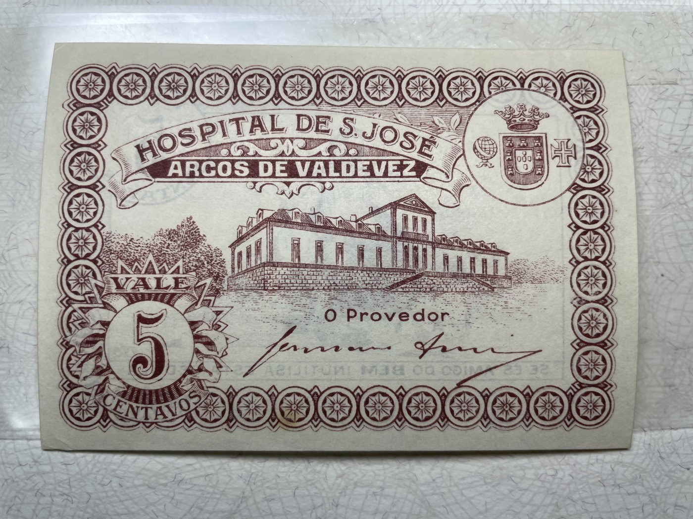 本期拍完结算-2024年集古藏今外币拍卖第二期-第10场-特殊纸币专场（总第20拍） 近全新1920年葡萄牙5分纸币