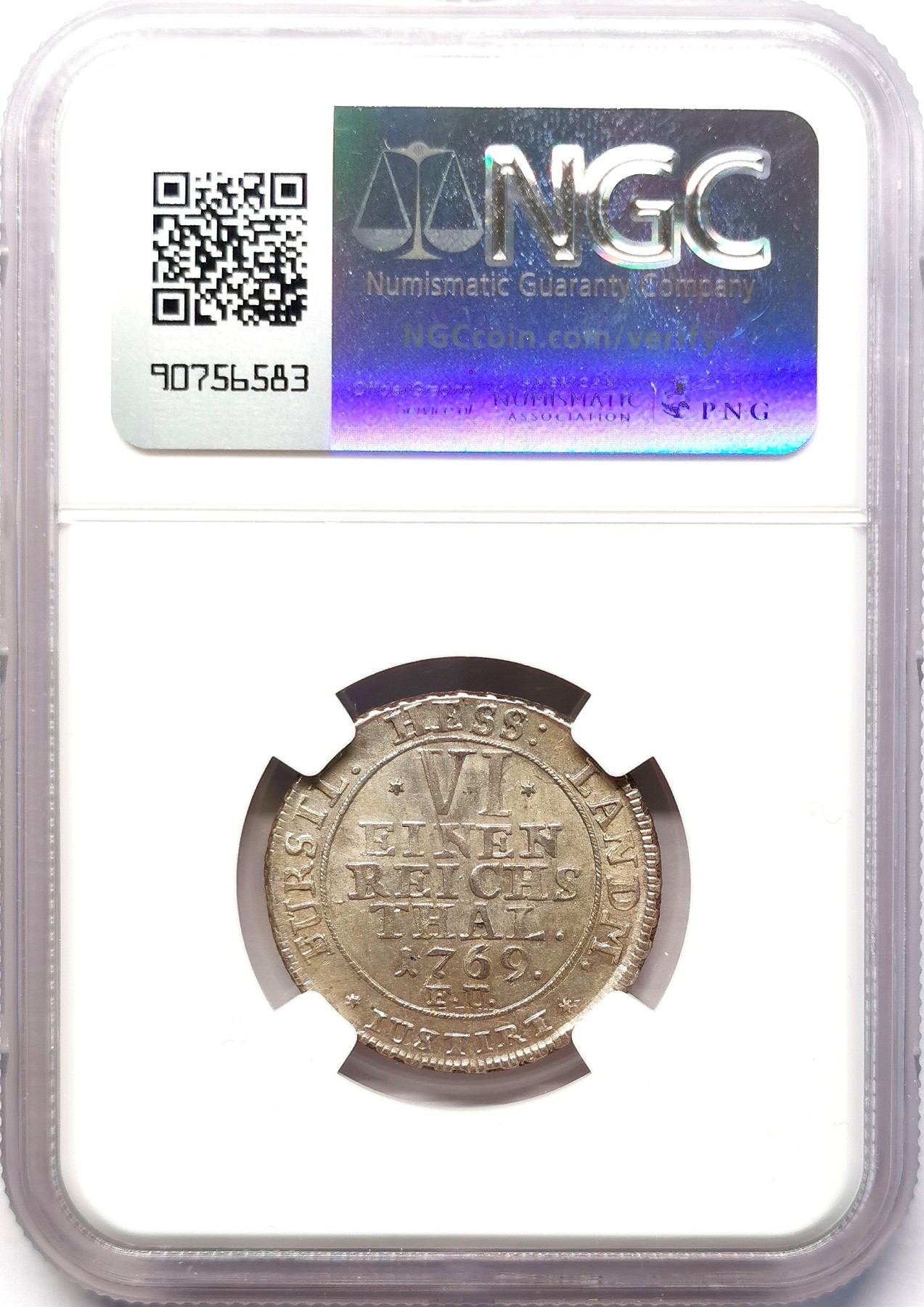 凡希社世界钱币微拍第二百六十四期 1769FU黑森卡塞尔伯国弗里德里希二世1/6泰勒大银NGC-MS62