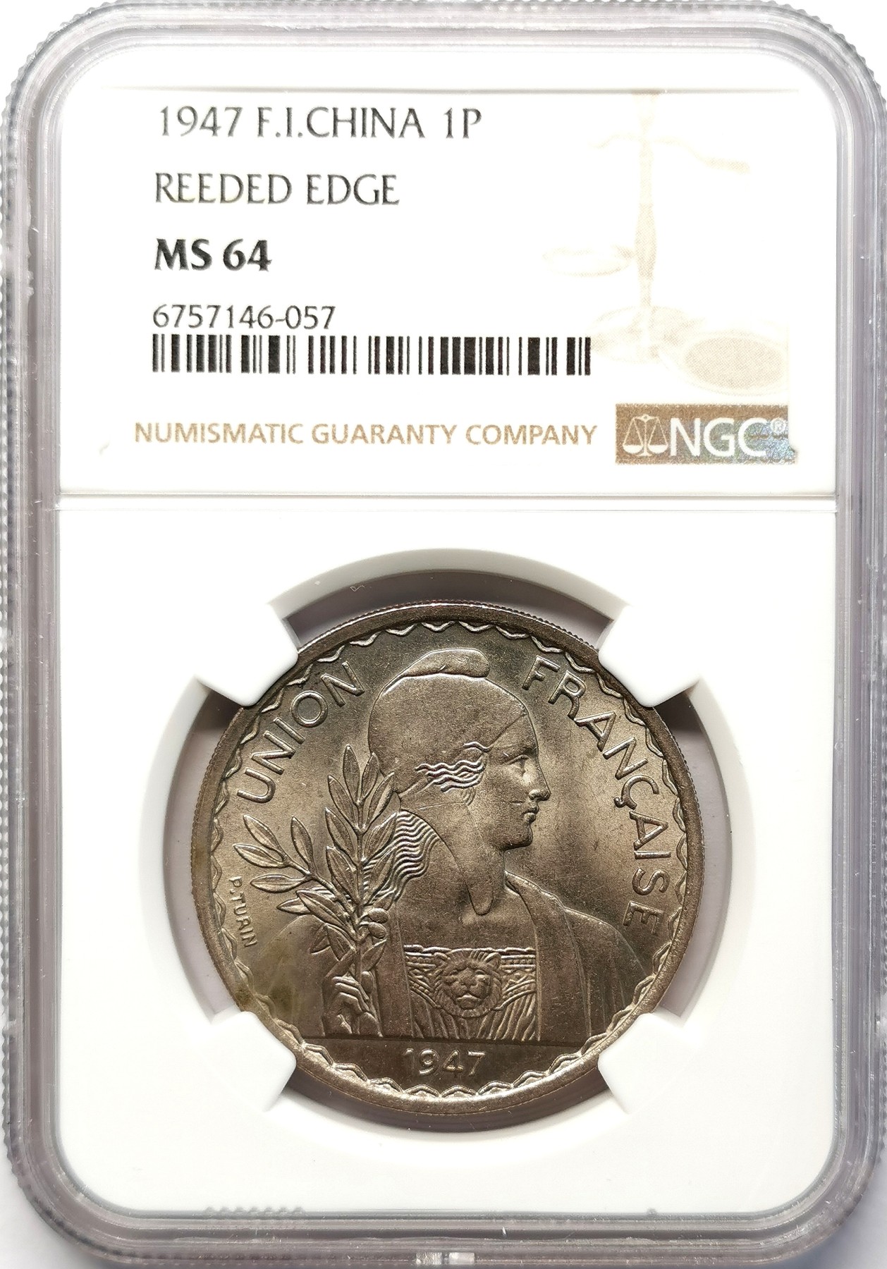 凡希社世界钱币微拍第二百六十四期 1947法属印度支那皮亚斯特NGC-MS64