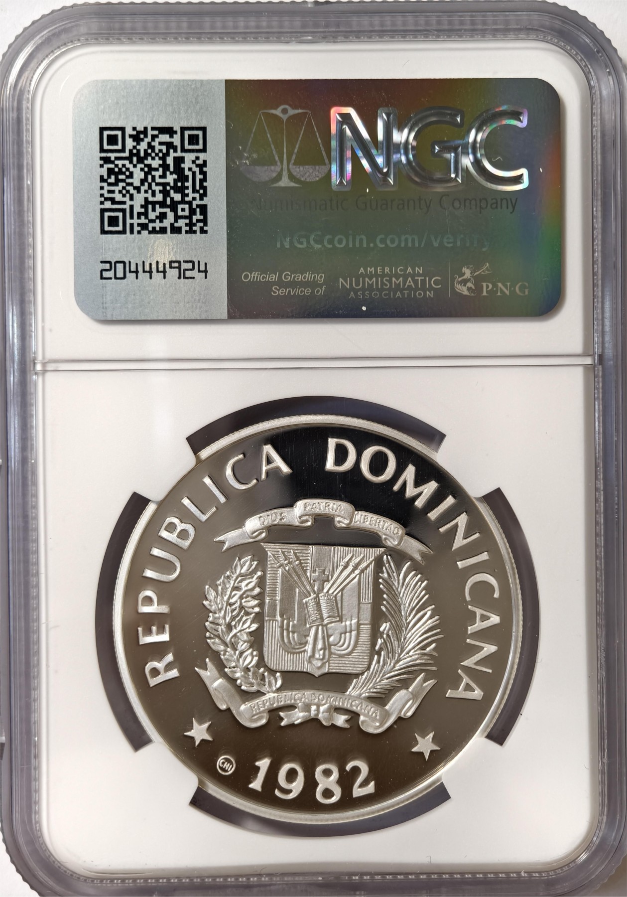紫瑗钱币——第332期拍卖 多米尼加共和国 1982年 国际儿童年 10比索 银币 NGC PR69 UC