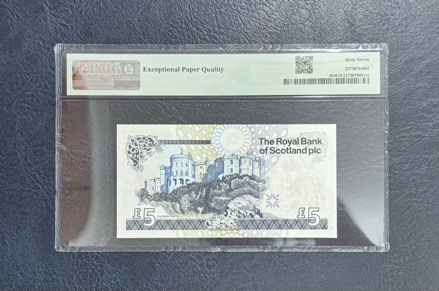 收藏联盟Quantum Auction 第332期拍卖  苏格兰皇家银行2005年5镑爱丁堡皇家医师协会500周年纪念钞 PMG67 千位号 号码无347 高分稀少