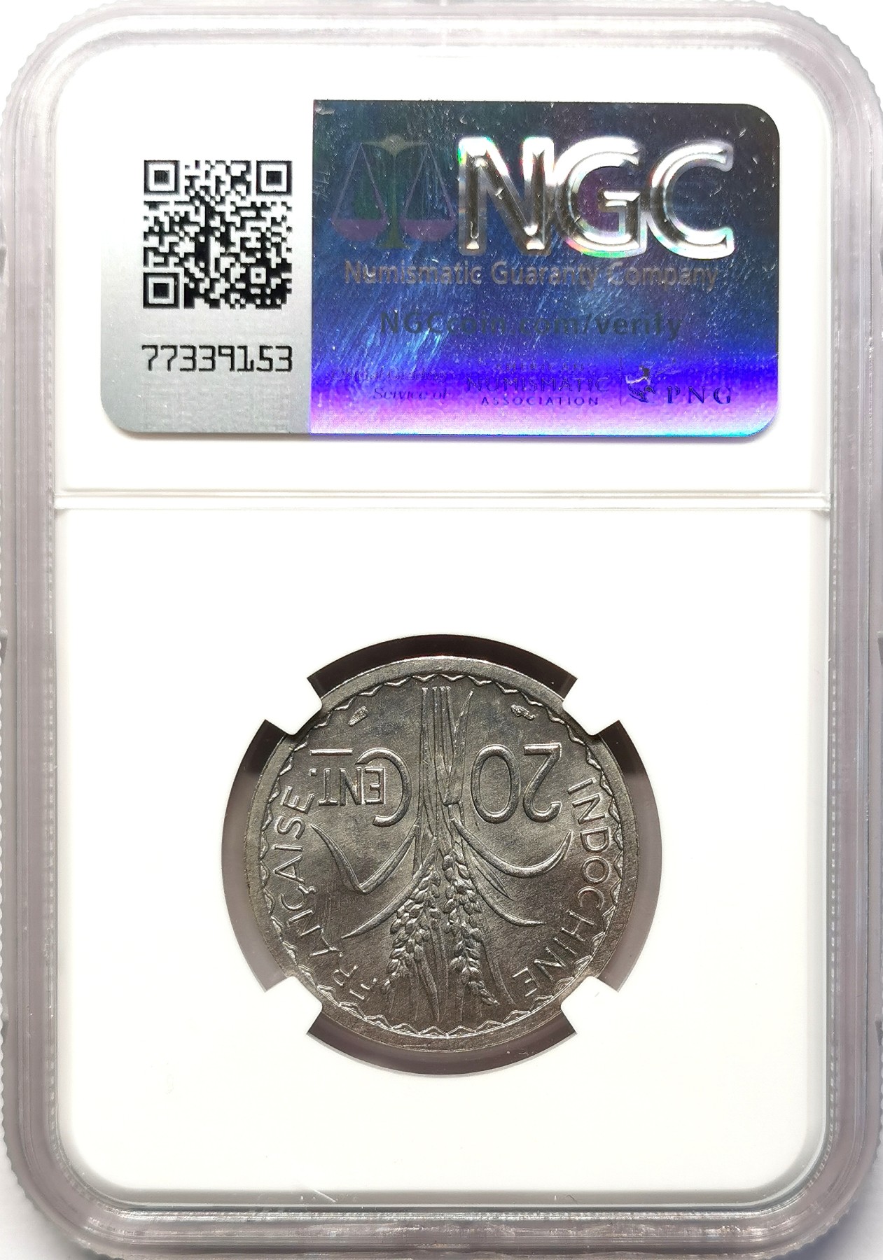 凡希社世界钱币微拍第二百六十四期 1945法属印度支那20分铝币NGC-MS64