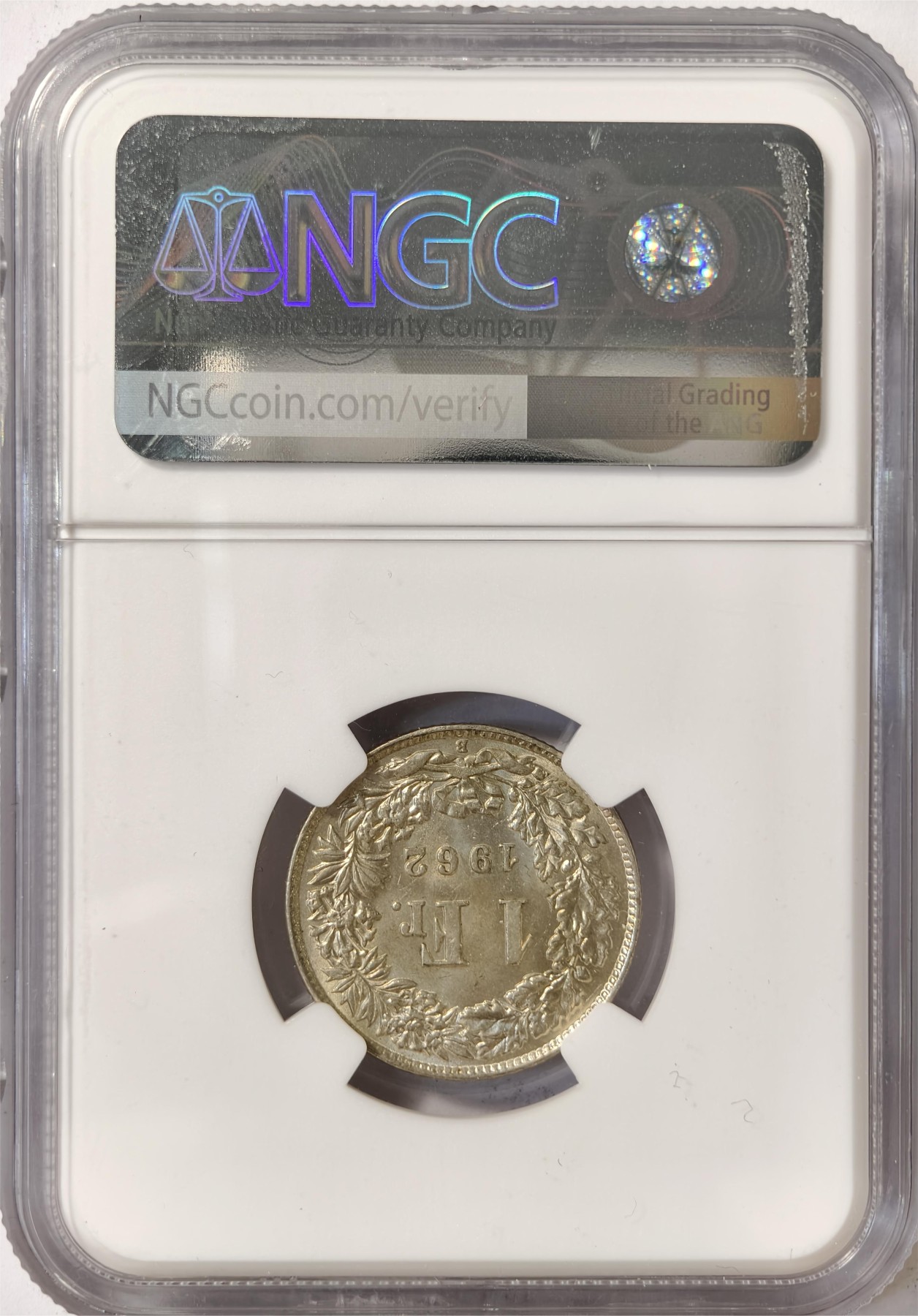紫瑗钱币——第332期拍卖 瑞士 1962年 赫尔维蒂亚 1法郎 银币 NGC MS63