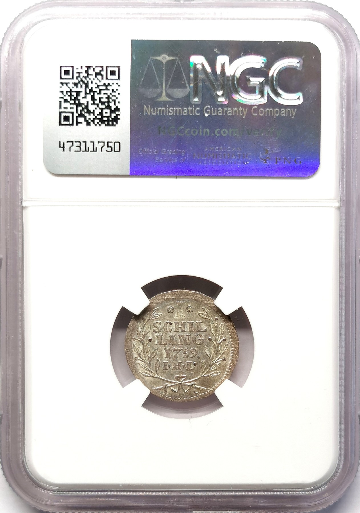 凡希社世界钱币微拍第二百六十四期 1759汉堡自由市先令银辅币NGC-MS64 高分顶级品！