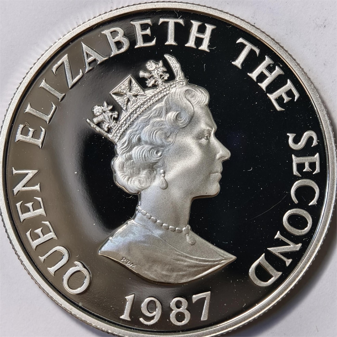 紫瑗钱币——第332期拍卖 泽西岛 1987年 WWF野生动物基金会25周年 白鸽 2磅 28.28克 0.925银 精制