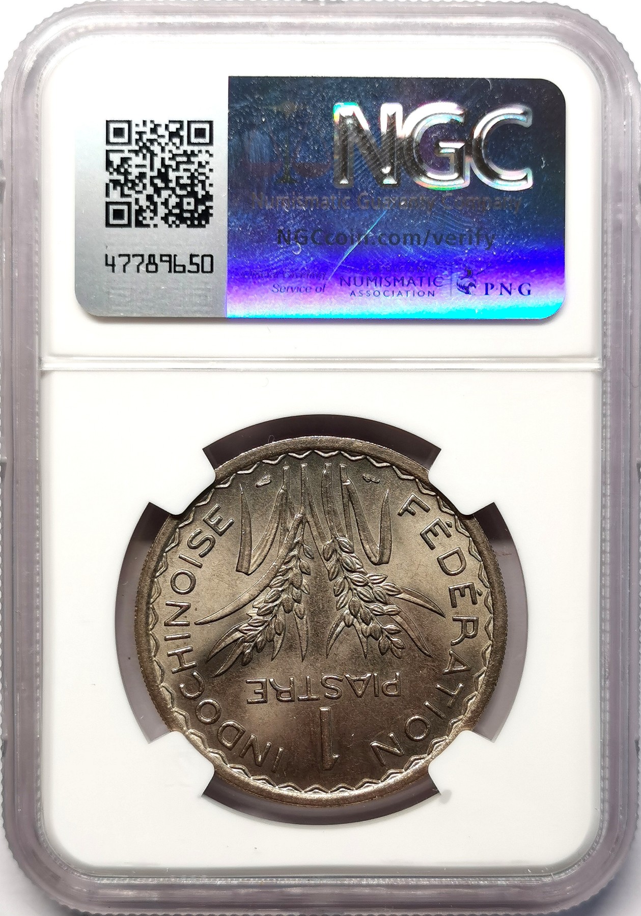 凡希社世界钱币微拍第二百六十四期 1947法属印度支那皮亚斯特NGC-MS64