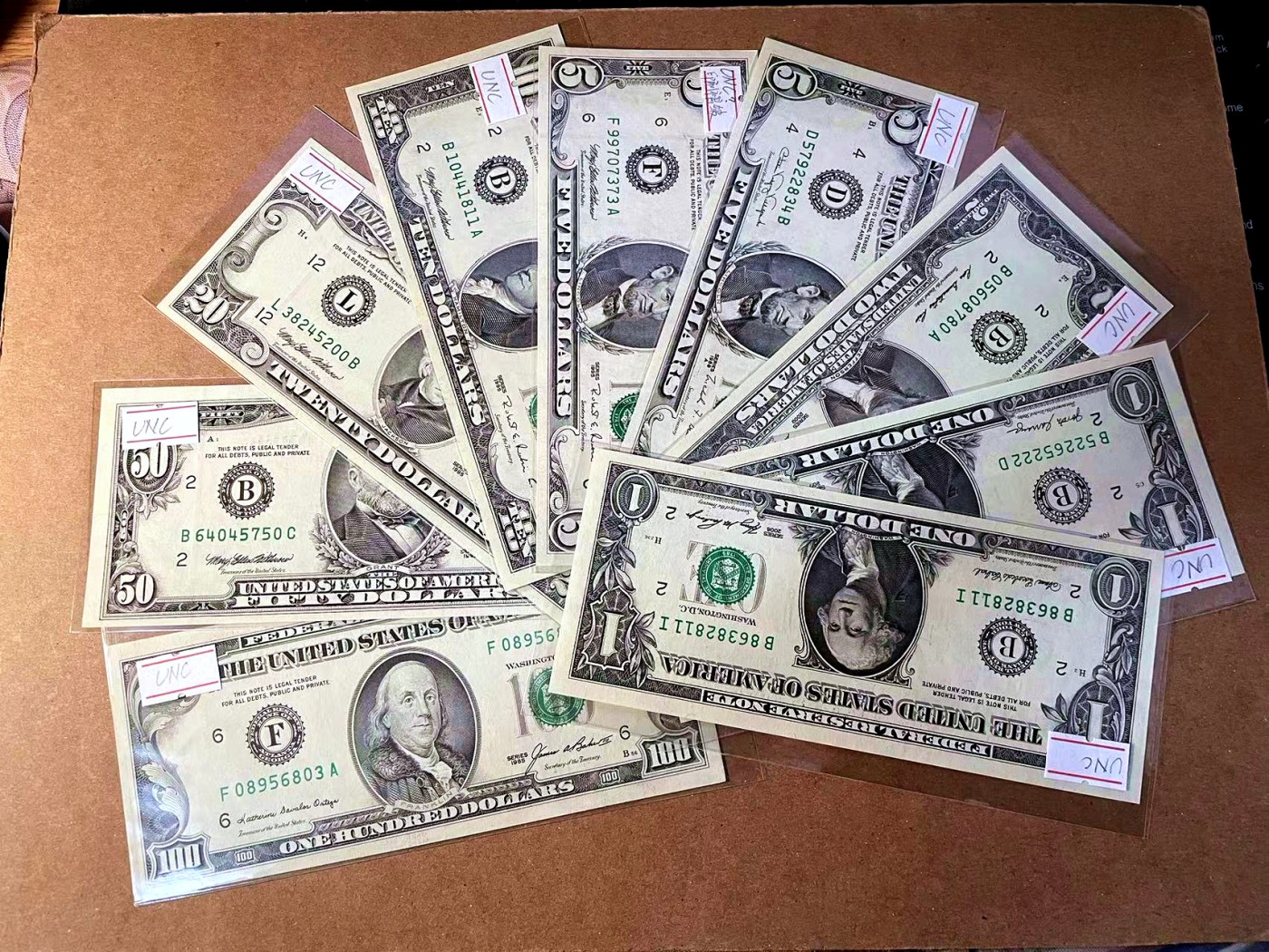 【Blue Auction】✨世界纸币精拍第451期【精】 【一组9张】美国 1985-2017年 1-100美金一组 UNC/UNC-