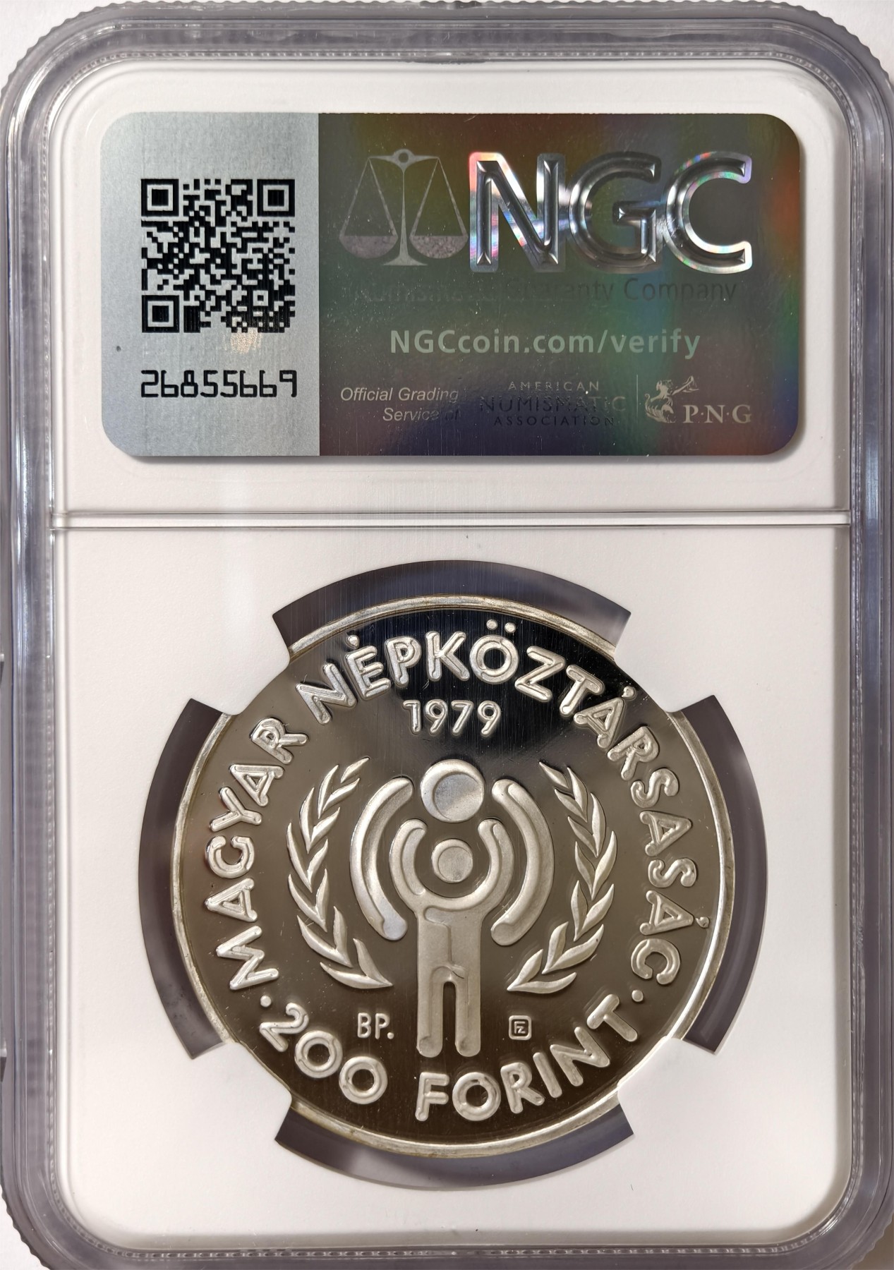 紫瑗钱币——第332期拍卖 匈牙利 1979年 国际儿童年 200福林 银币 NGC PR69 UC