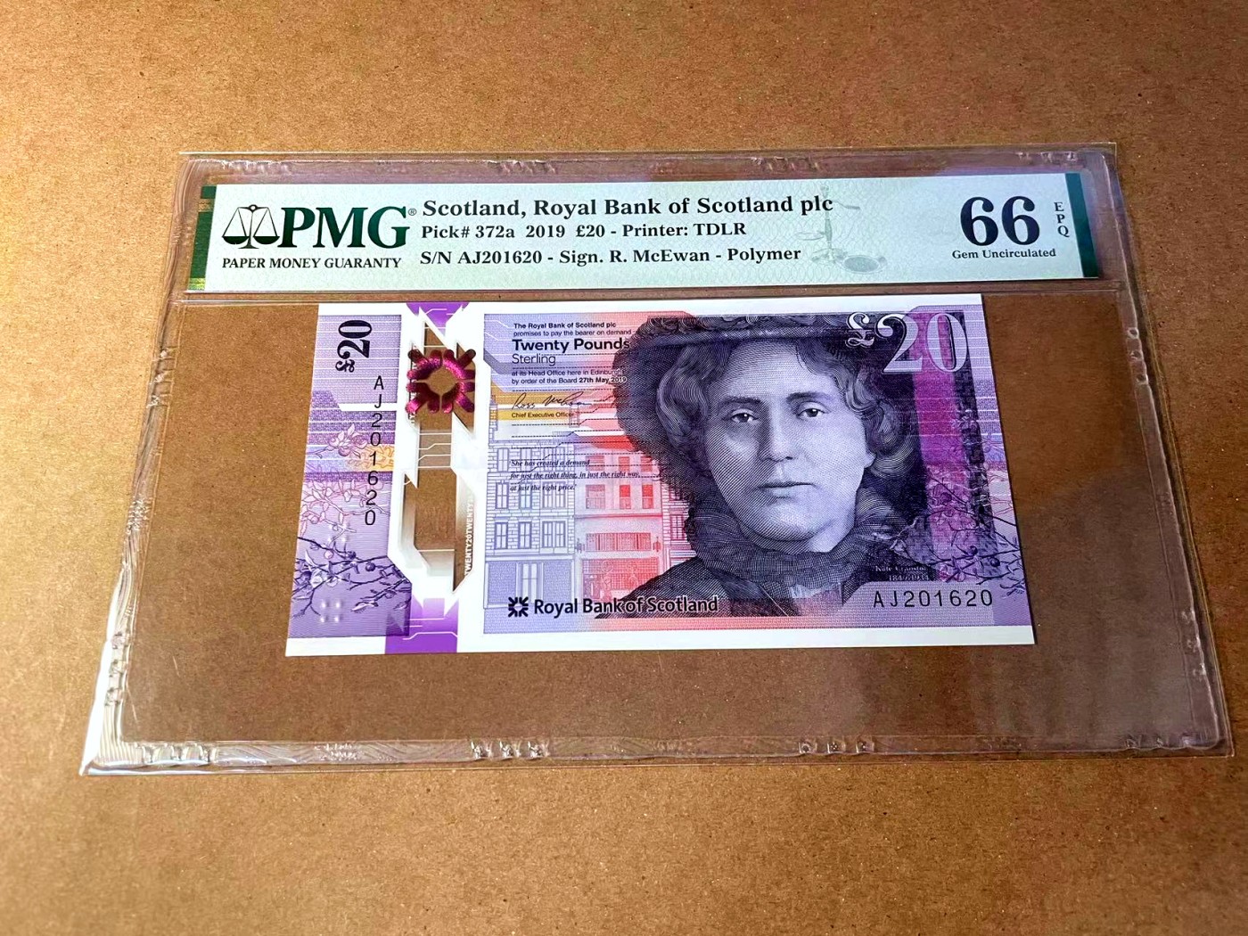 【Blue Auction】✨世界纸币精拍第451期【精】 【无47】苏格兰 2019年20镑 PMG66EPQ 