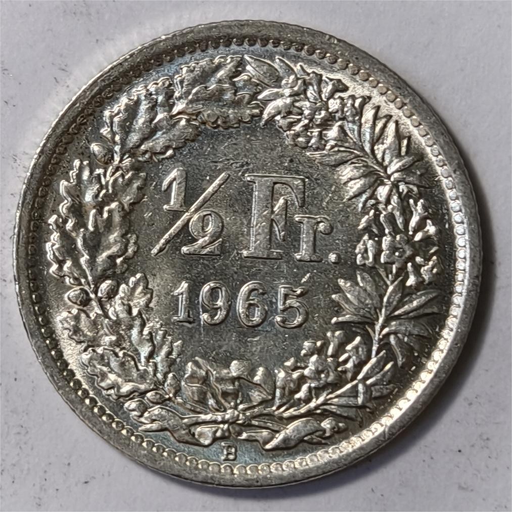 紫瑗钱币——第332期拍卖 瑞士 1965年B 赫尔维蒂女神 1/2法郎 2.5克 0.835银 UNC