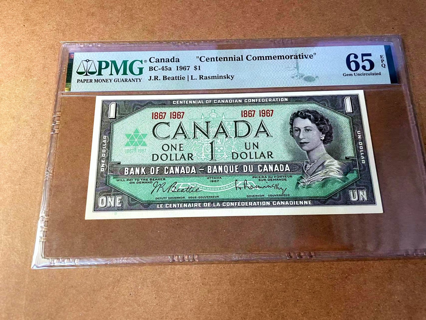 【Blue Auction】✨世界纸币精拍第451期【精】 加拿大 1967年1元 纪念钞 女王 PMG65EPQ 