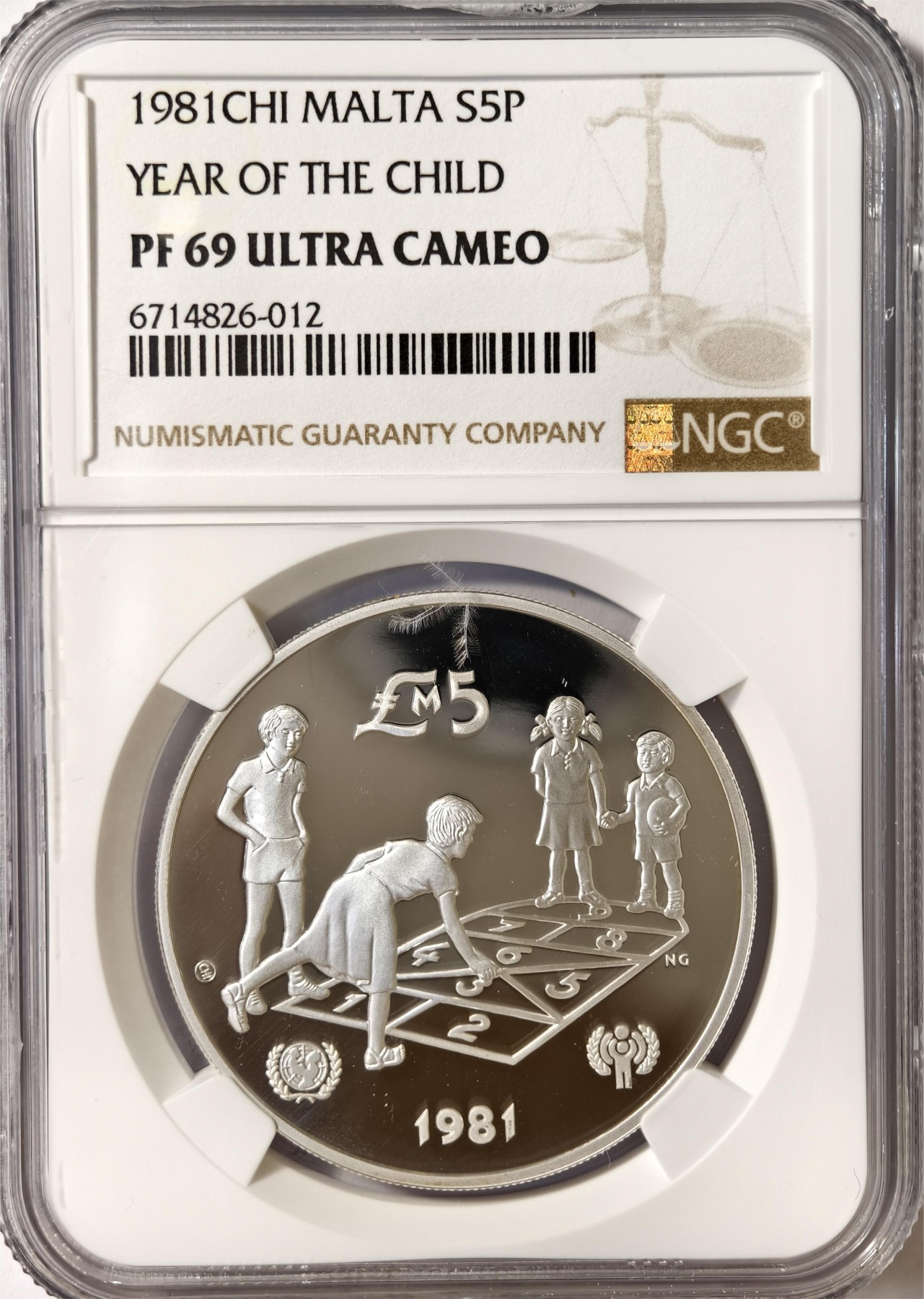 紫瑗钱币——第332期拍卖 马耳他 1981年 国际儿童年 5磅 银币 NGC PR69 UC