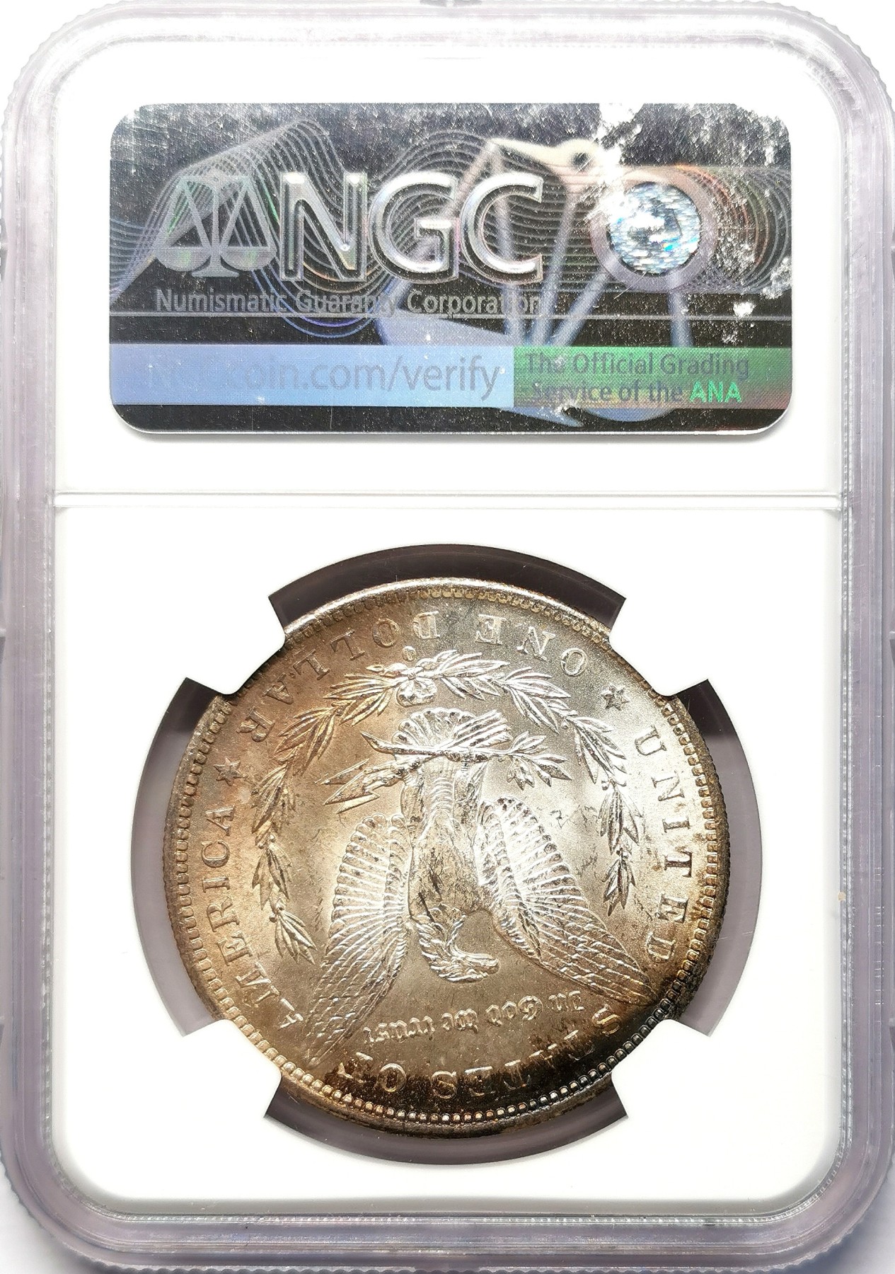 凡希社世界钱币微拍第二百六十四期 荐！1884O美国摩根壹元MGC-MS65 香槟金渐变五彩，美物！