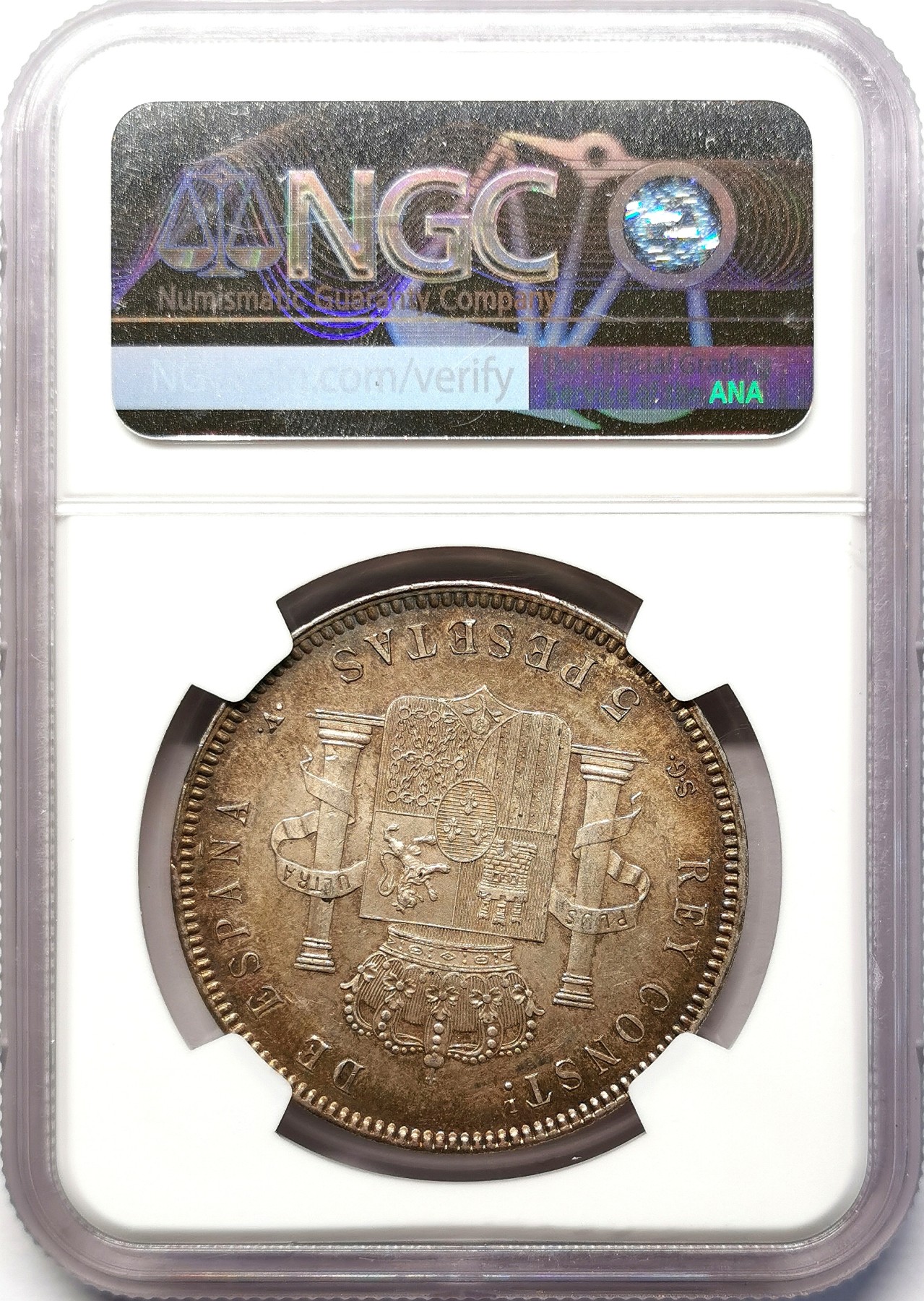 凡希社世界钱币微拍第二百六十四期 1899西班牙阿丰索十三世儿童头像5P大银NGC-MS61