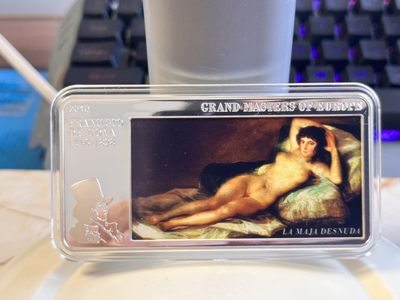 【海寕潮】客户送拍专场 - 【海寧潮】库克2010画家戈雅名作《玛哈》3盎司长方形纪念银币原价3300元