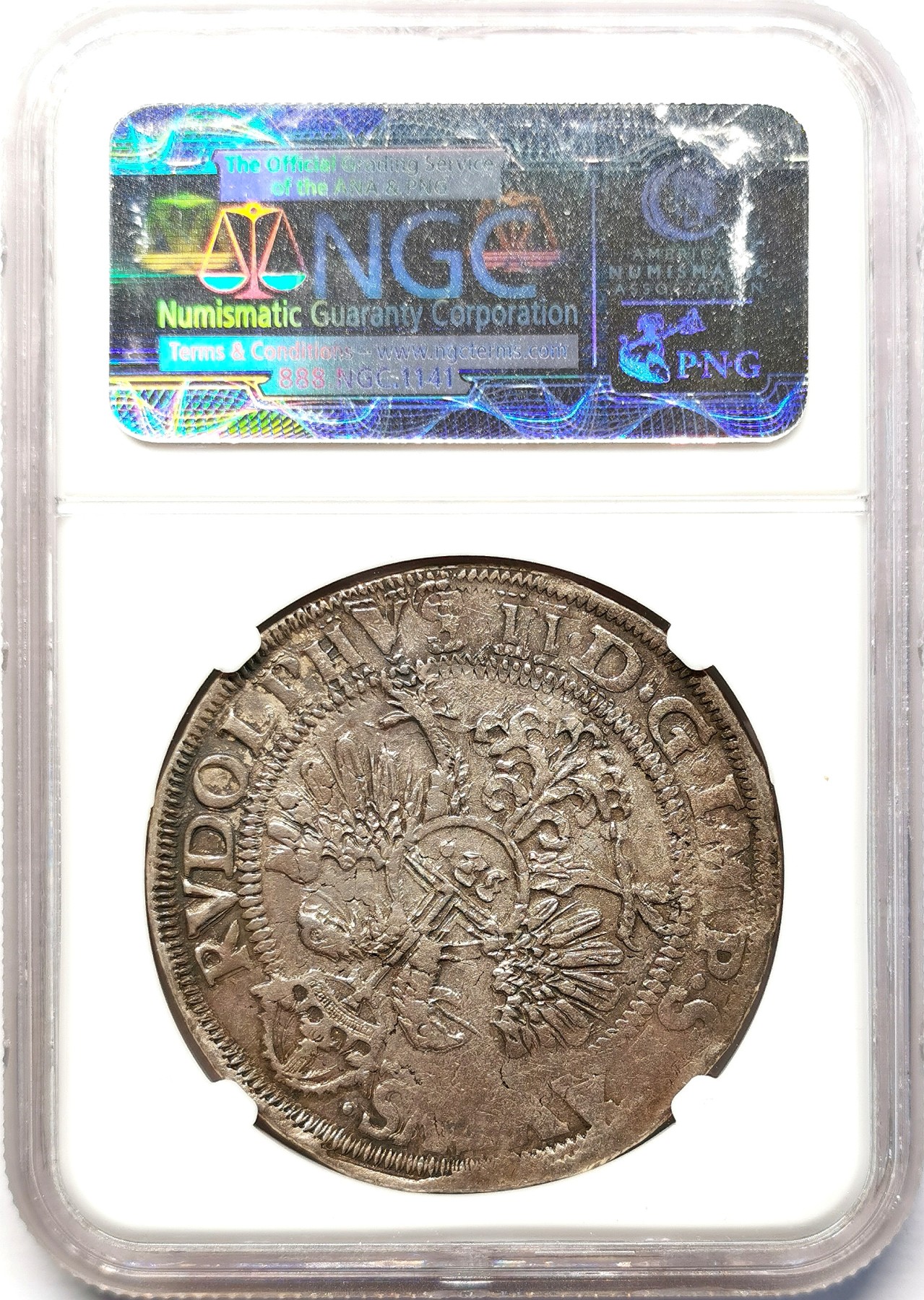 凡希社世界钱币微拍第二百六十四期 荐！1588汉萨同盟帝国自由市吕贝克泰勒大银NGC-AU50 深色五彩，气韵古朴！正面的金羊毛图案象征贸易与财富，从十二世纪到十六世纪，作为同盟首府的吕贝克曾是北欧最重要的商业中心。