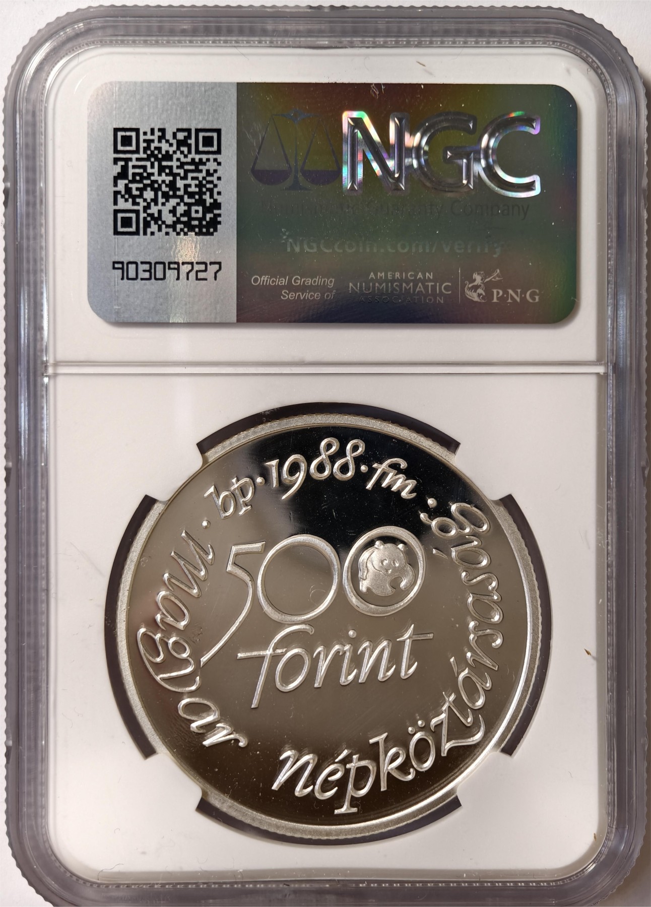 紫瑗钱币——第332期拍卖 匈牙利 1988年 珍惜野生动物 苍鹰 500福林 银币 NGC PR69 UC