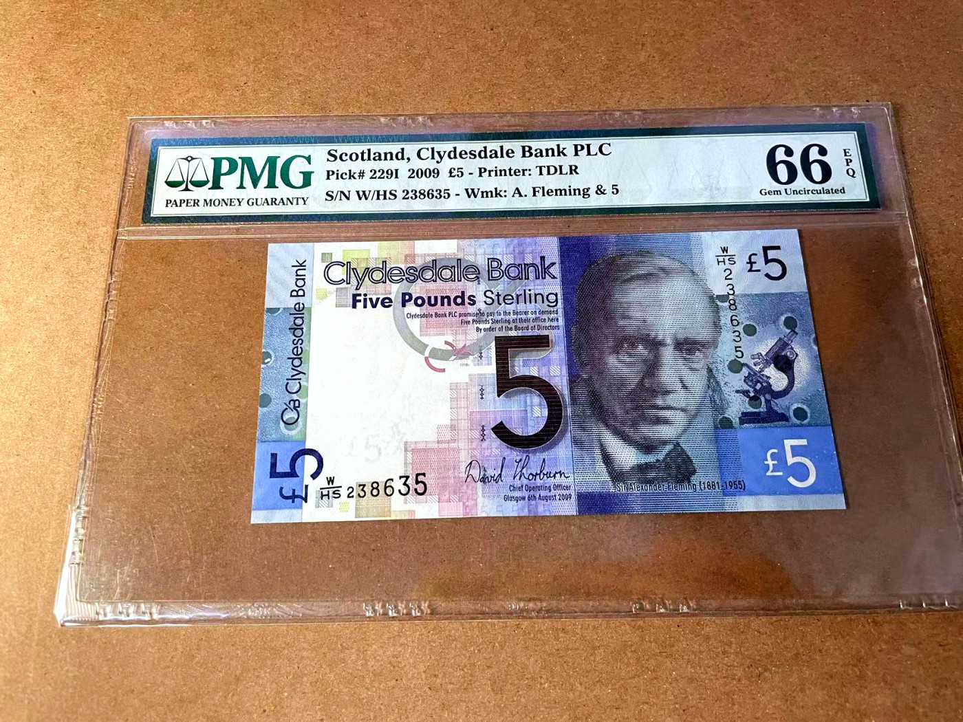 【Blue Auction】✨世界纸币精拍第451期【精】 【W/HS首发冠无47】苏格兰 2009年5镑 PMG66EPQ 