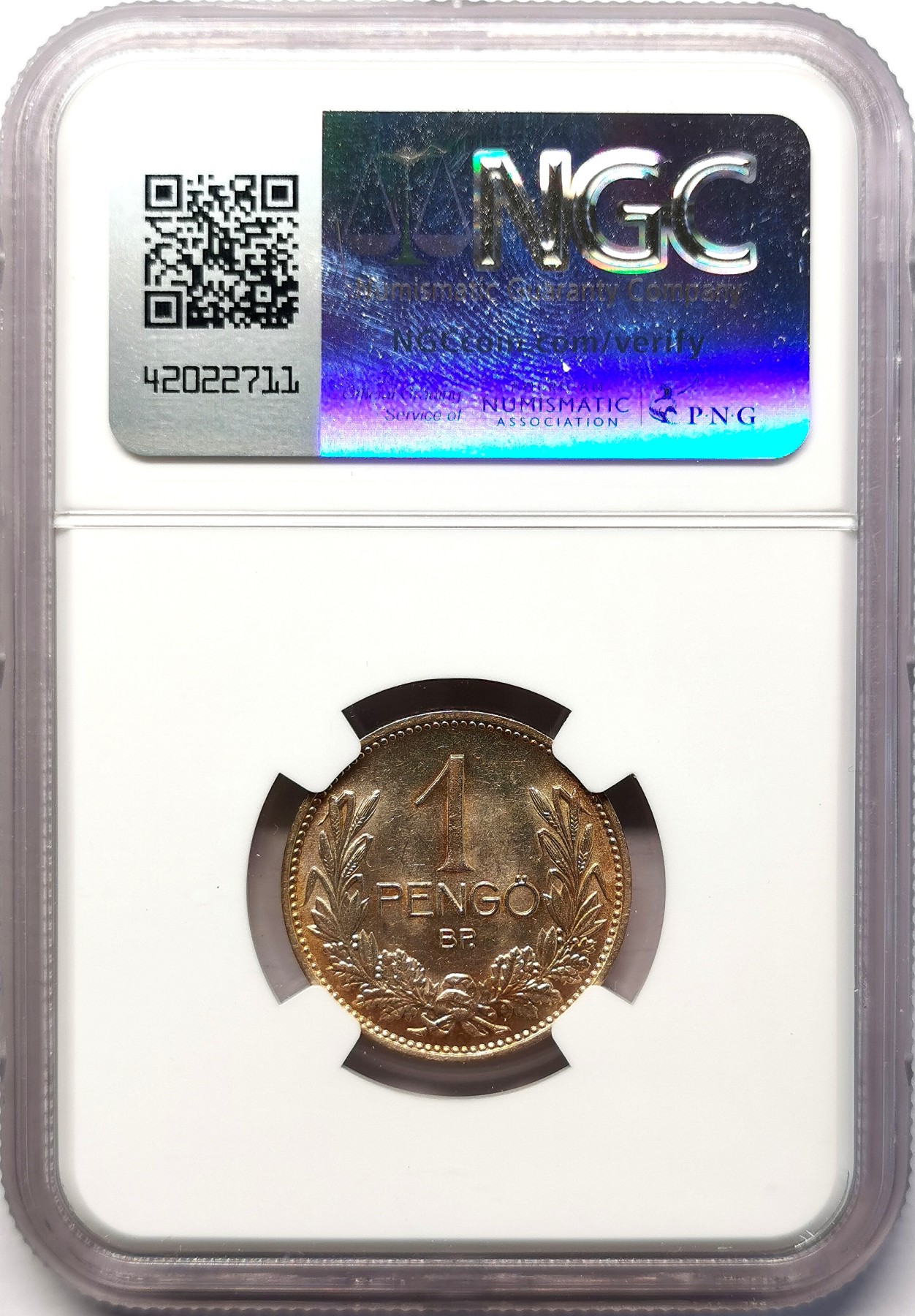 凡希社世界钱币微拍第二百六十四期 1939匈牙利1Pengo银币NGC-MS63