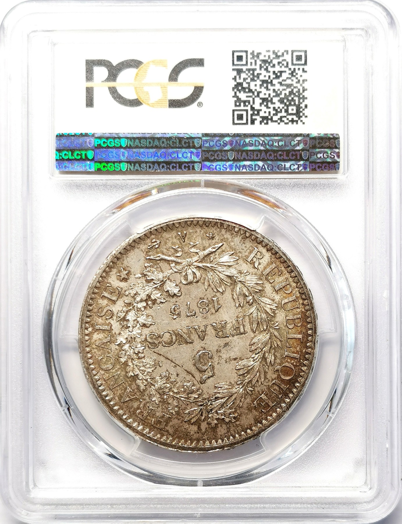 凡希社世界钱币微拍第二百六十四期 1875A法国大力神5法郎大银PCGS-MS63黄光淡彩！