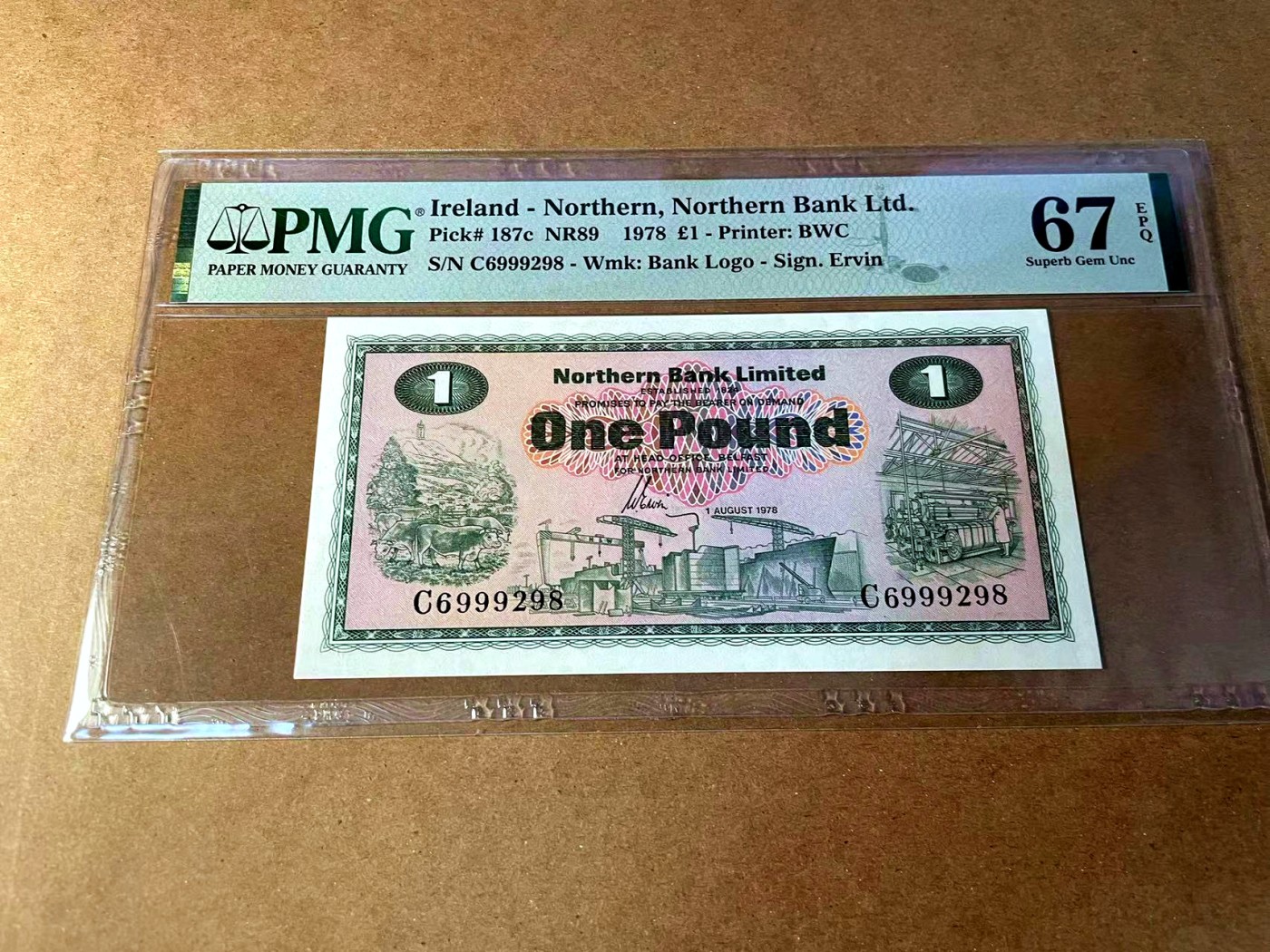 【Blue Auction】✨世界纸币精拍第451期【精】 【无47】北爱尔兰 1978年1镑 PMG67EPQ 高分