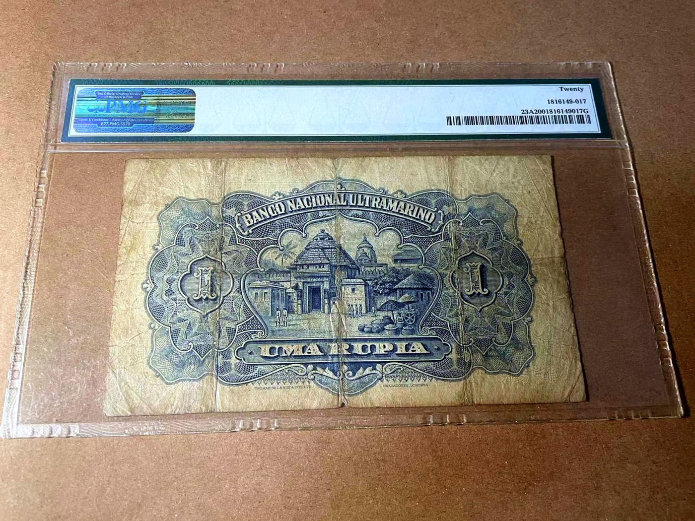 【Blue Auction】✨世界纸币精拍第451期【精】 【Rare in any grade】葡属印度 1924年1卢比 猛虎 PMG20