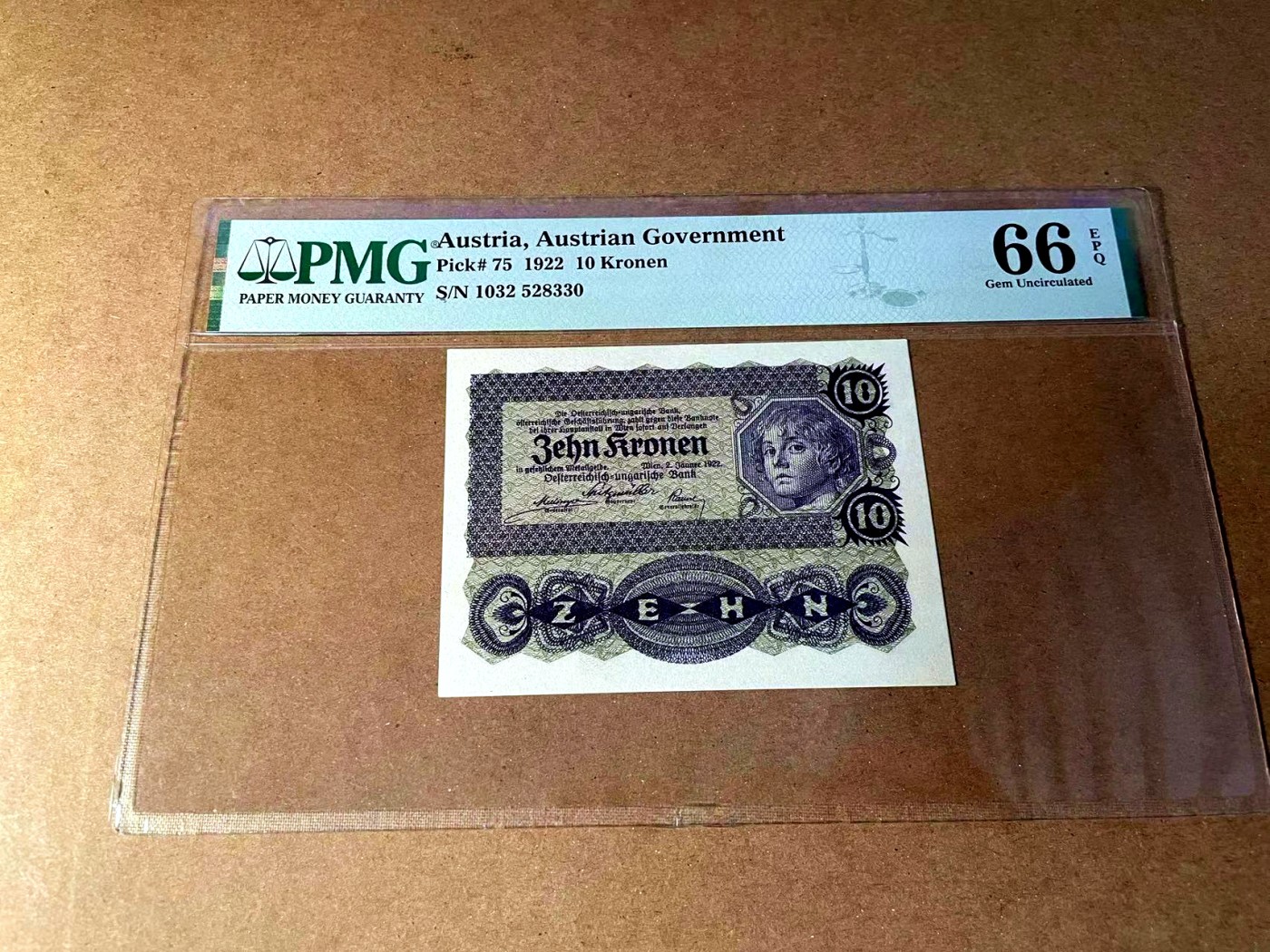 【Blue Auction】✨世界纸币精拍第451期【精】 奥地利 1922年10克朗 PMG66EPQ 