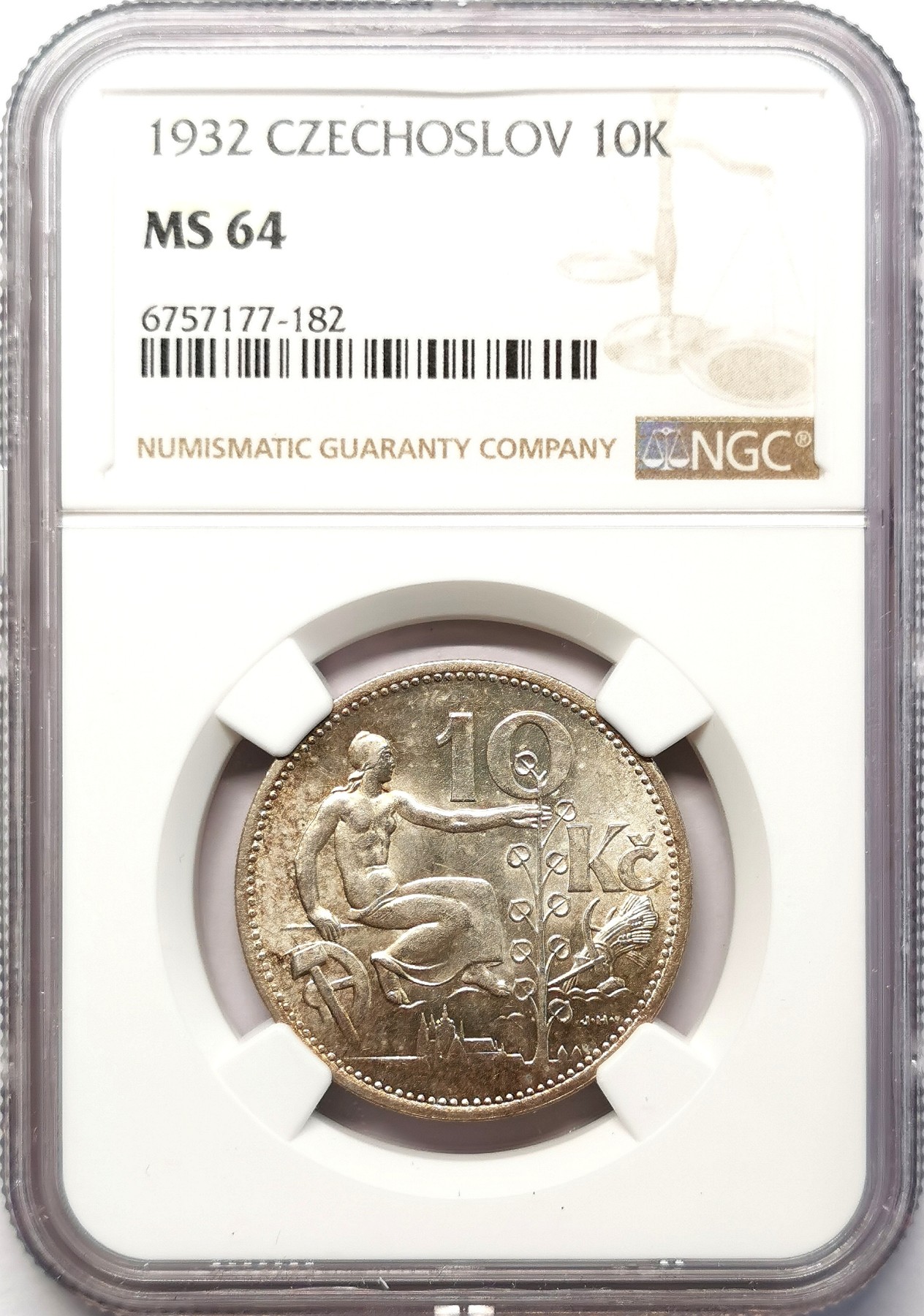 凡希社世界钱币微拍第二百六十四期 1932捷克斯洛伐克10克朗银币NGC-MS64